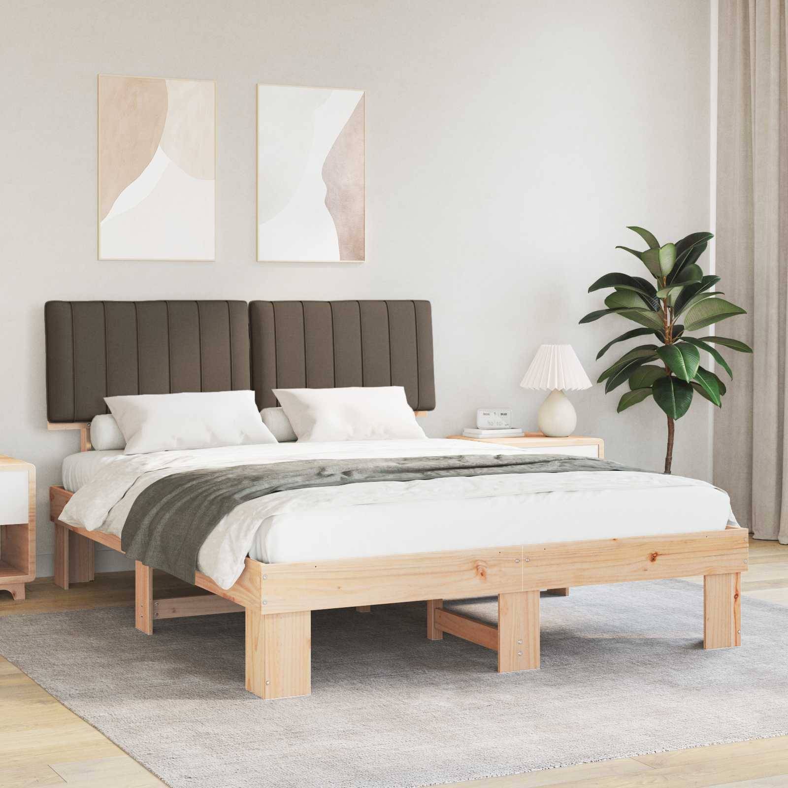 vidaXL Bettgestell mit gepolstertem Kopfteil Taupe 160 x 200 cm