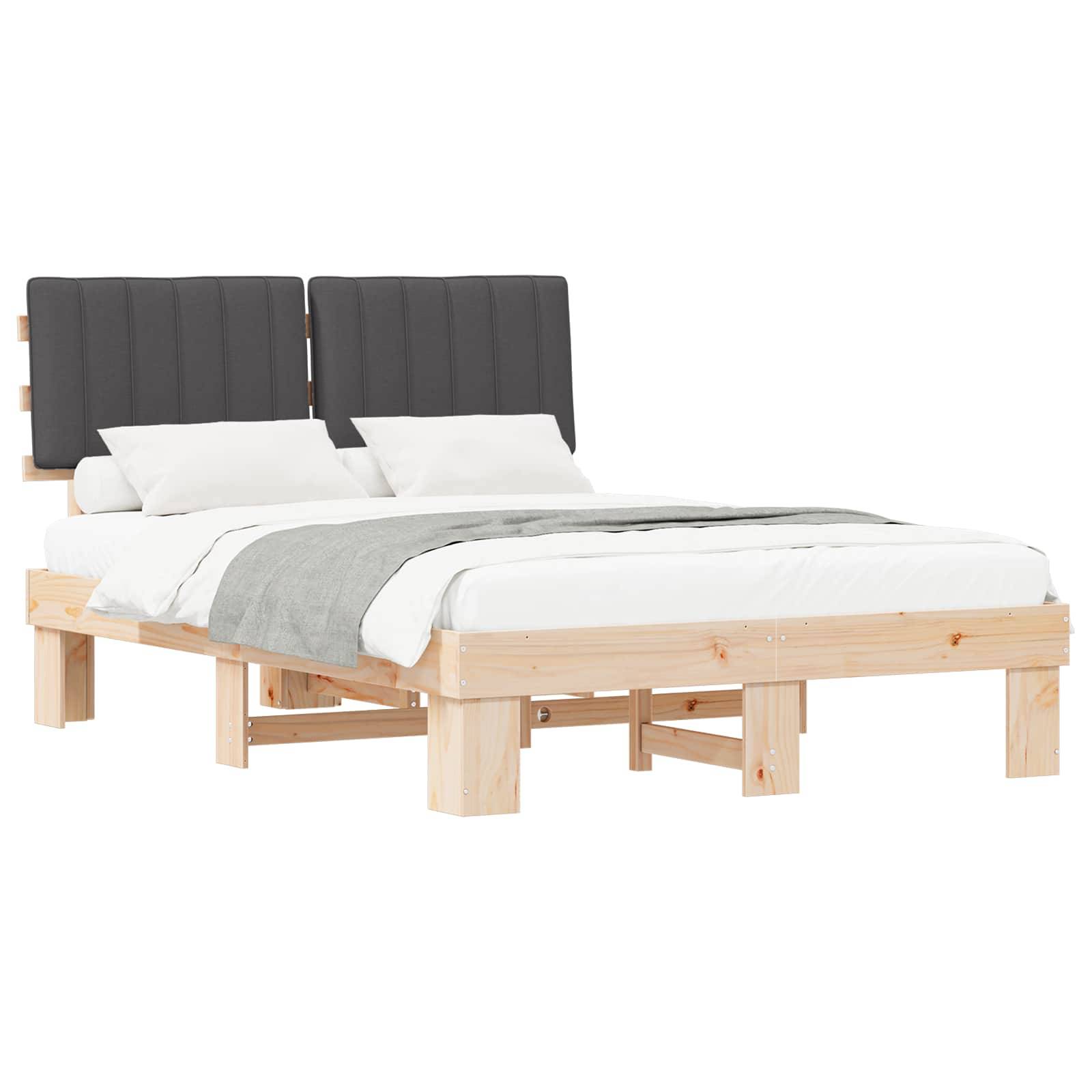 vidaXL Bettgestell mit gepolstertem Kopfteil Dunkelgrau 135 x 190 cm