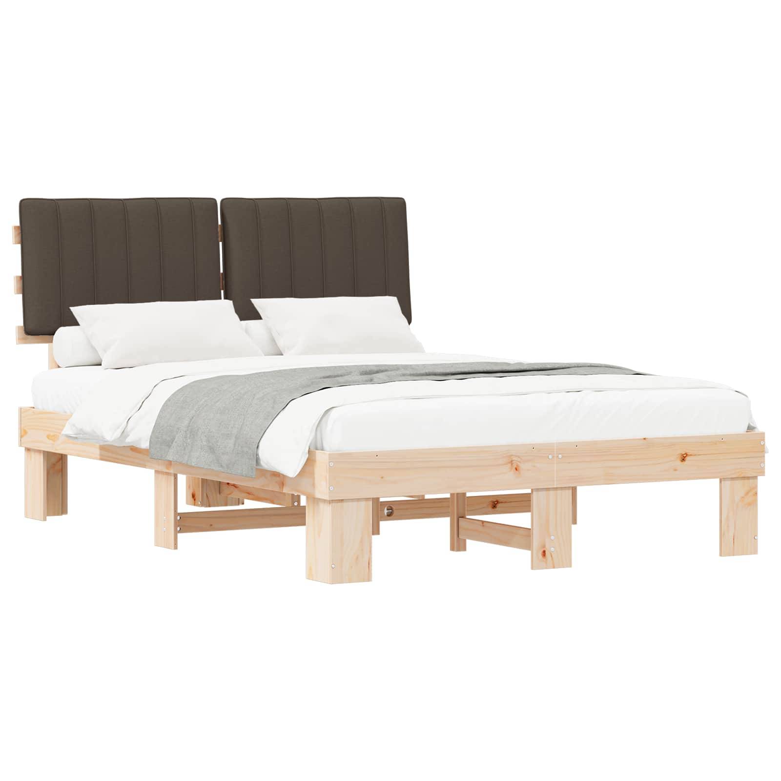 vidaXL Bettgestell mit gepolstertem Kopfteil Taupe 135 x 190 cm