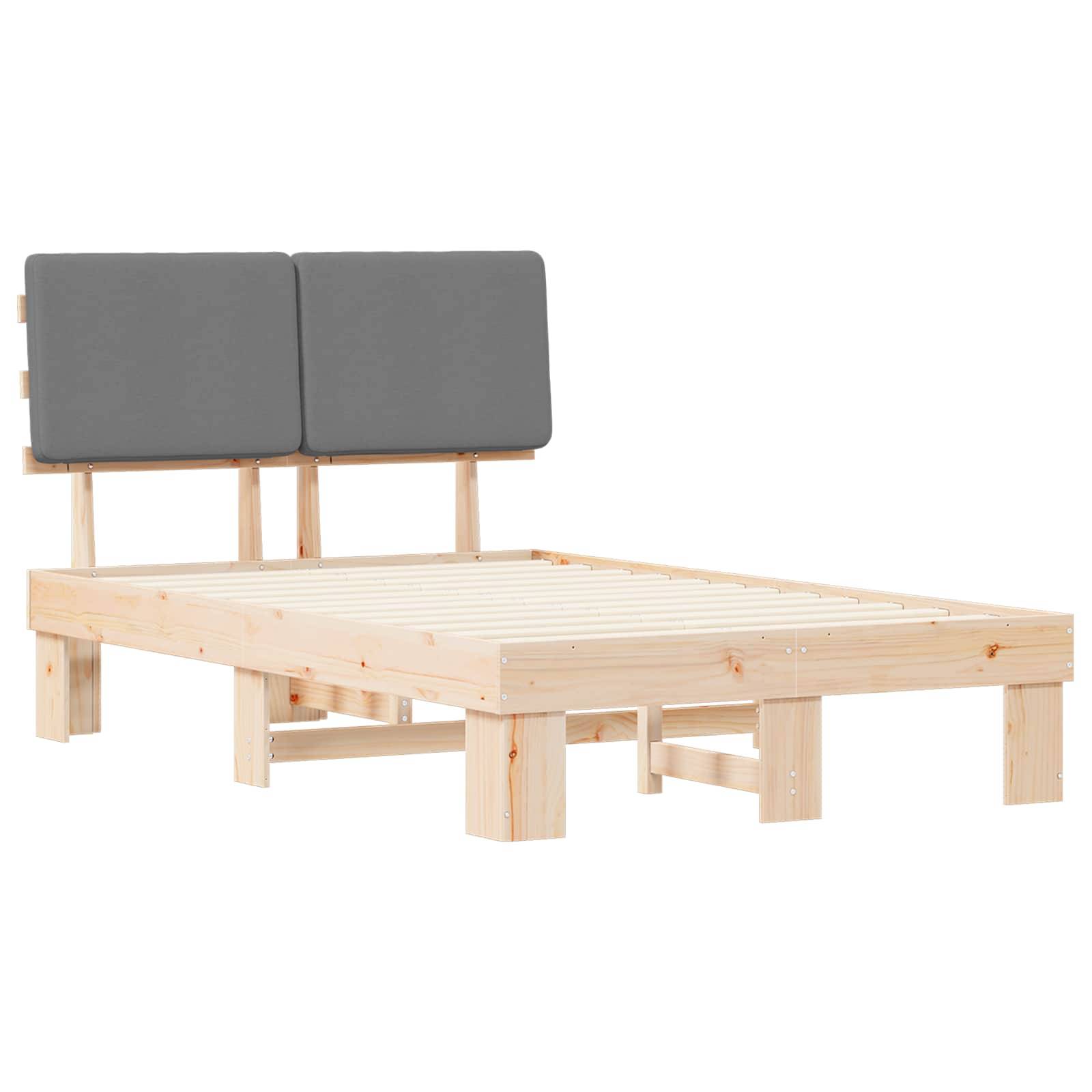 vidaXL Bettgestell mit gepolstertem Kopfteil Hellgrau 120 x 200 cm