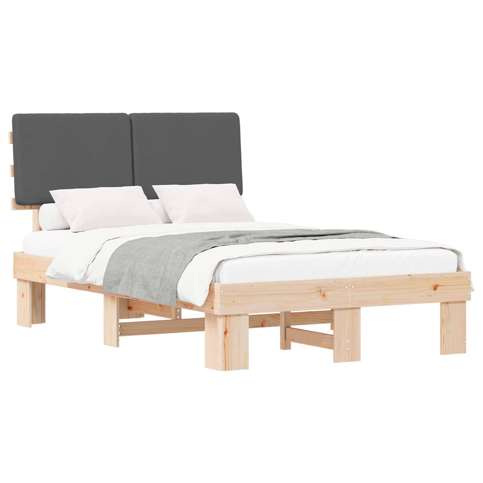 vidaXL Bettgestell mit gepolstertem Kopfteil Dunkelgrau 120 x 200 cm