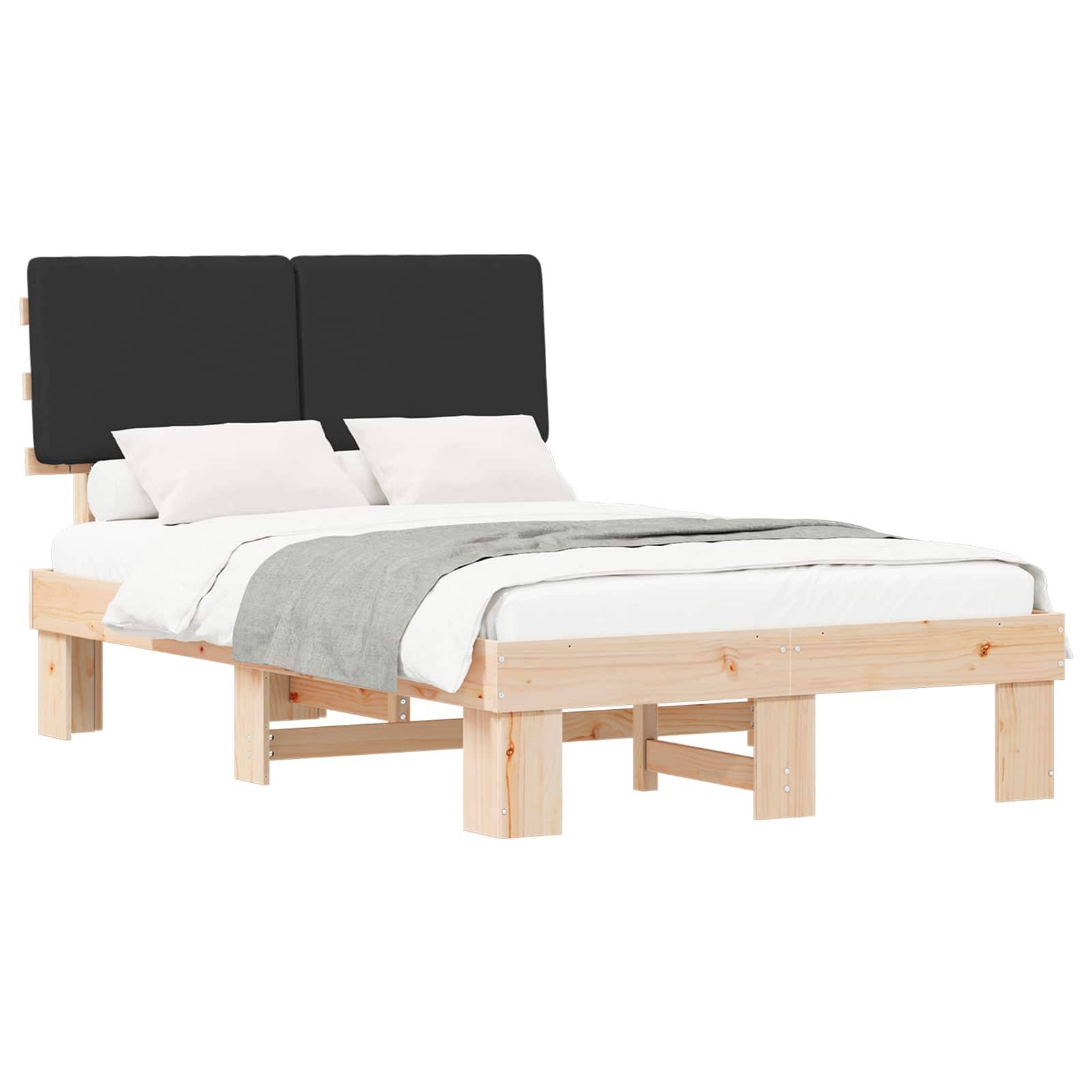vidaXL Bettgestell mit gepolstertem Kopfteil Schwarz 120 x 200 cm