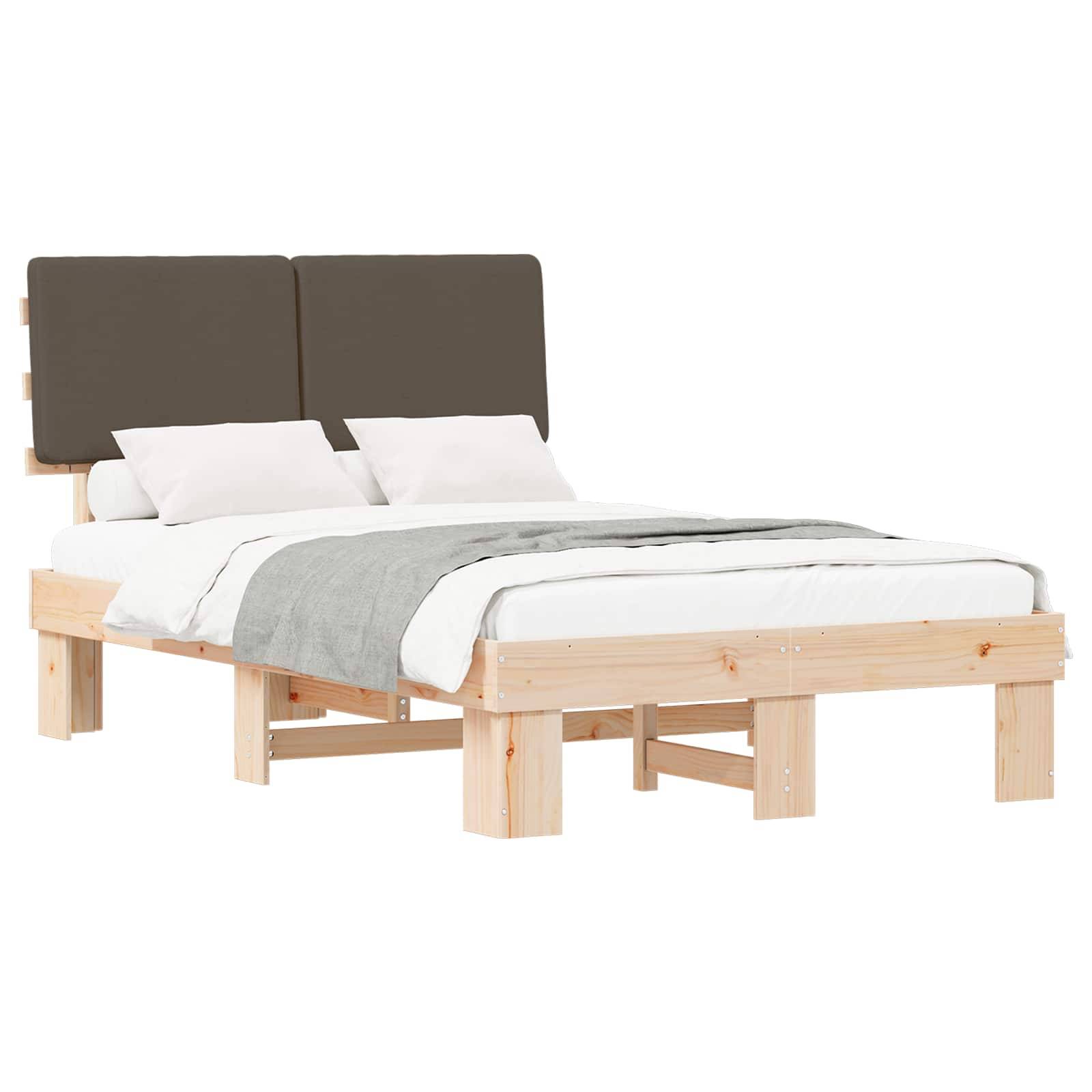 vidaXL Bettgestell mit gepolstertem Kopfteil Taupe 120 x 200 cm