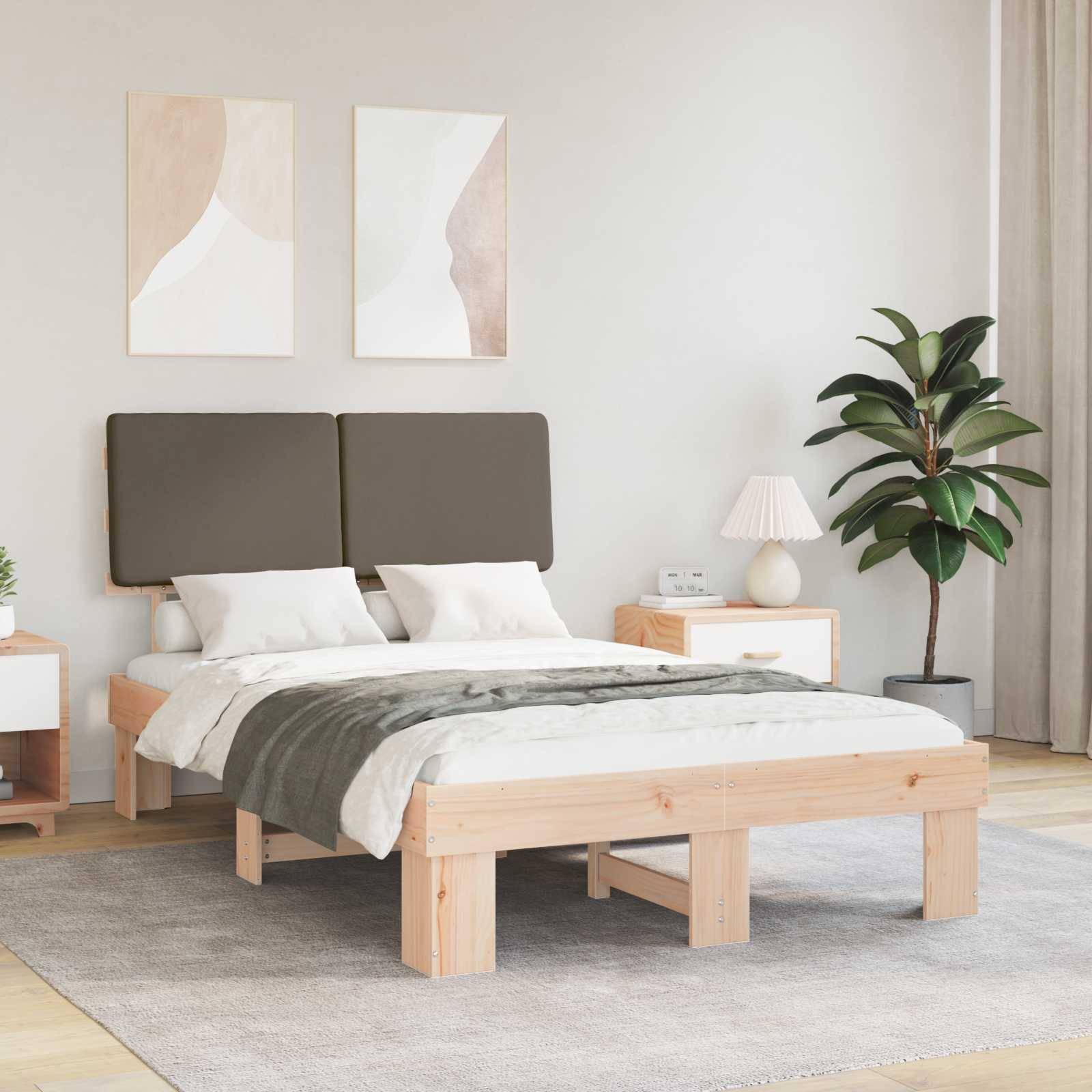 vidaXL Bettgestell mit gepolstertem Kopfteil Taupe 120 x 200 cm