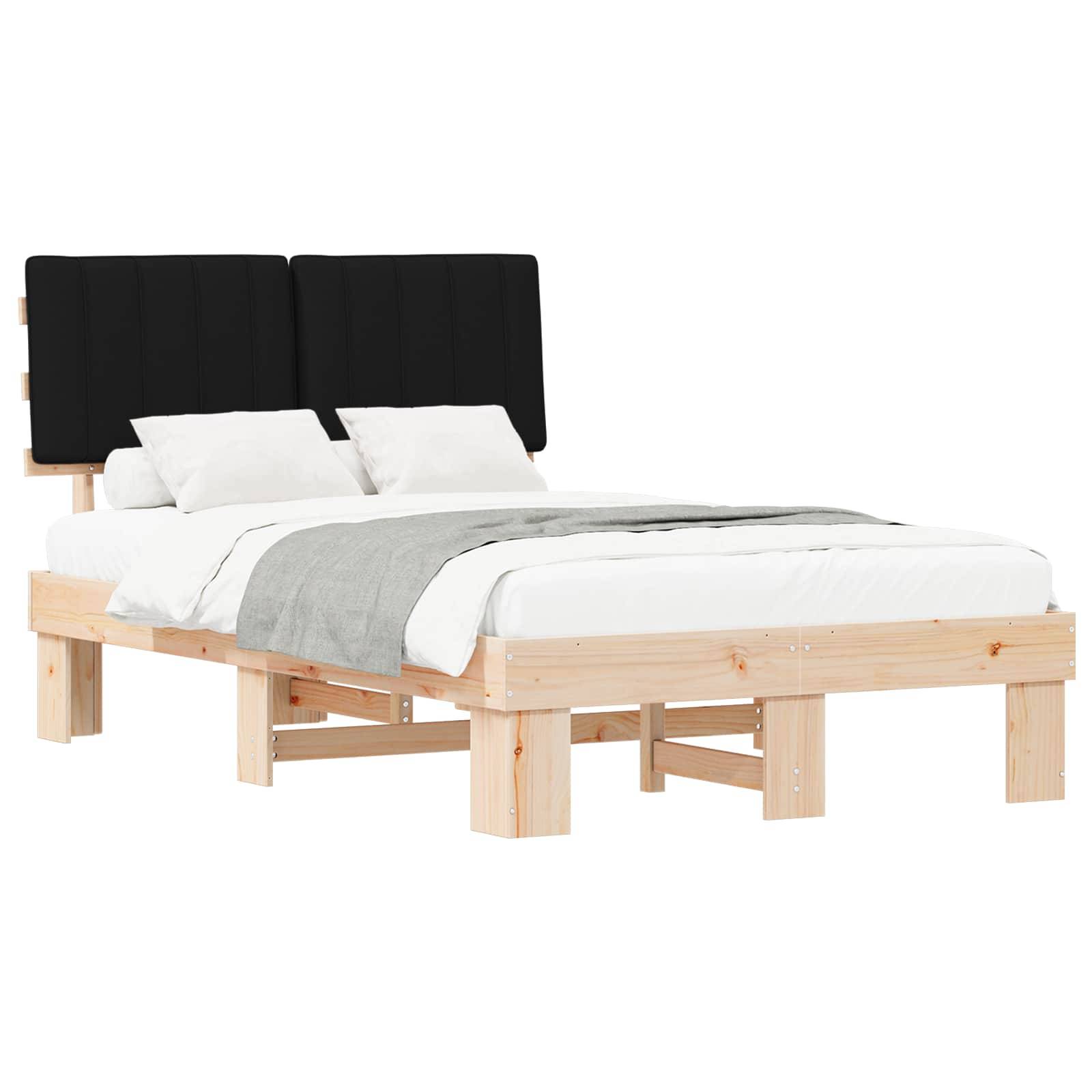 vidaXL Bettgestell mit gepolstertem Kopfteil Schwarz 120 x 190 cm