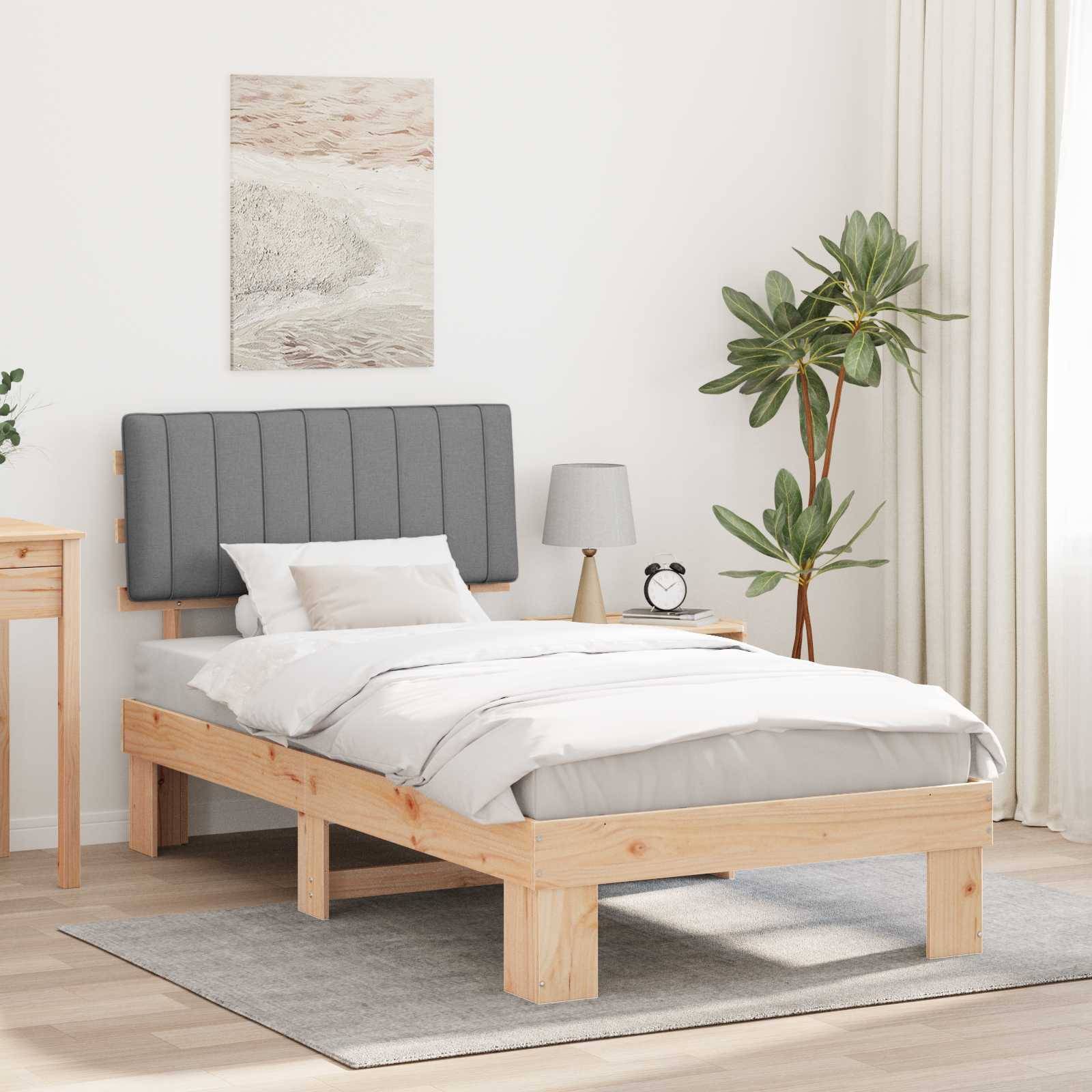 vidaXL Bettgestell mit gepolstertem Kopfteil Hellgrau 100 x 200 cm