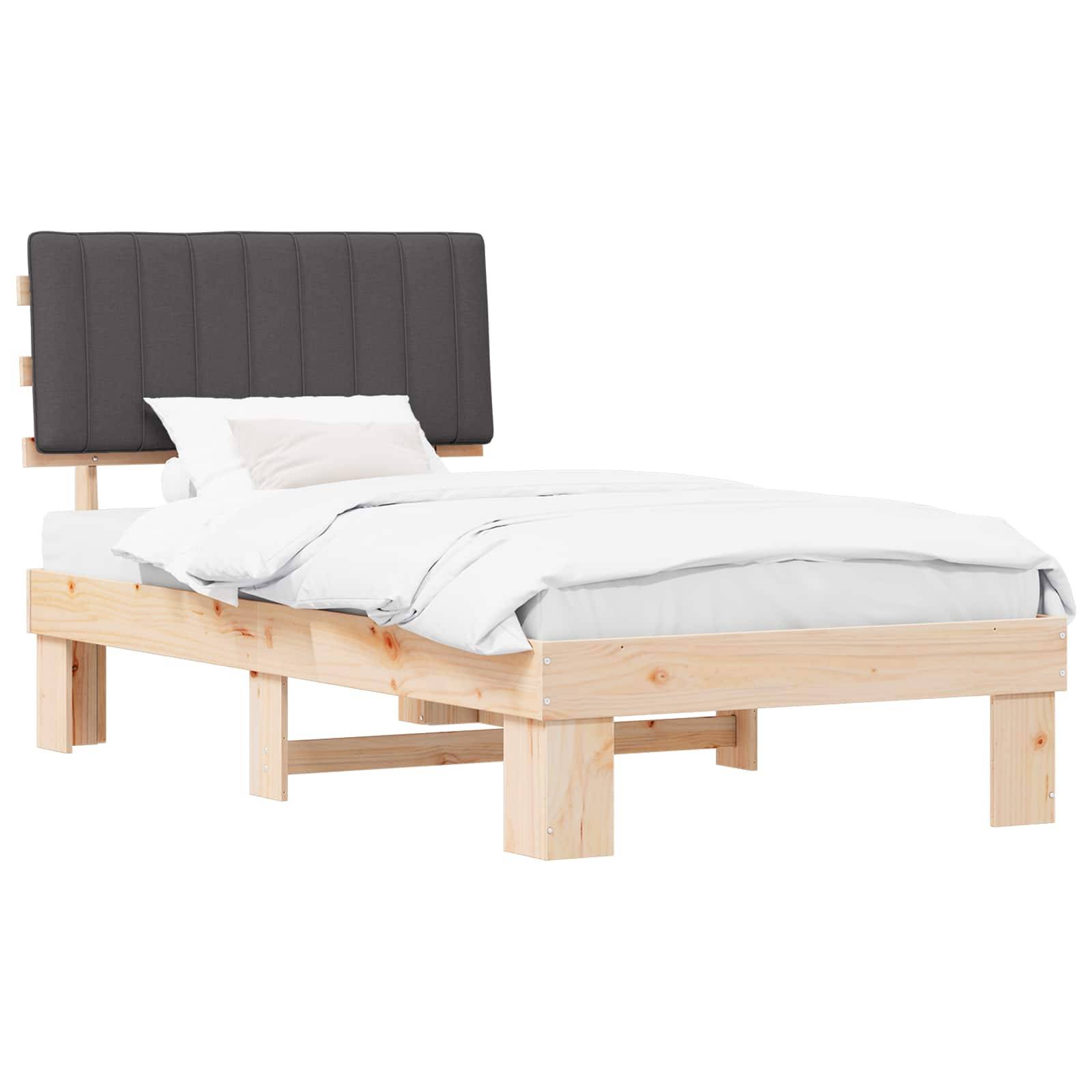 vidaXL Bettgestell mit gepolstertem Kopfteil Dunkelgrau 100 x 200 cm