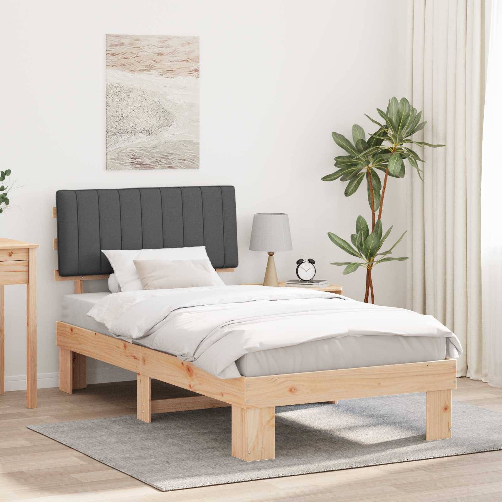 vidaXL Bettgestell mit gepolstertem Kopfteil Dunkelgrau 100 x 200 cm