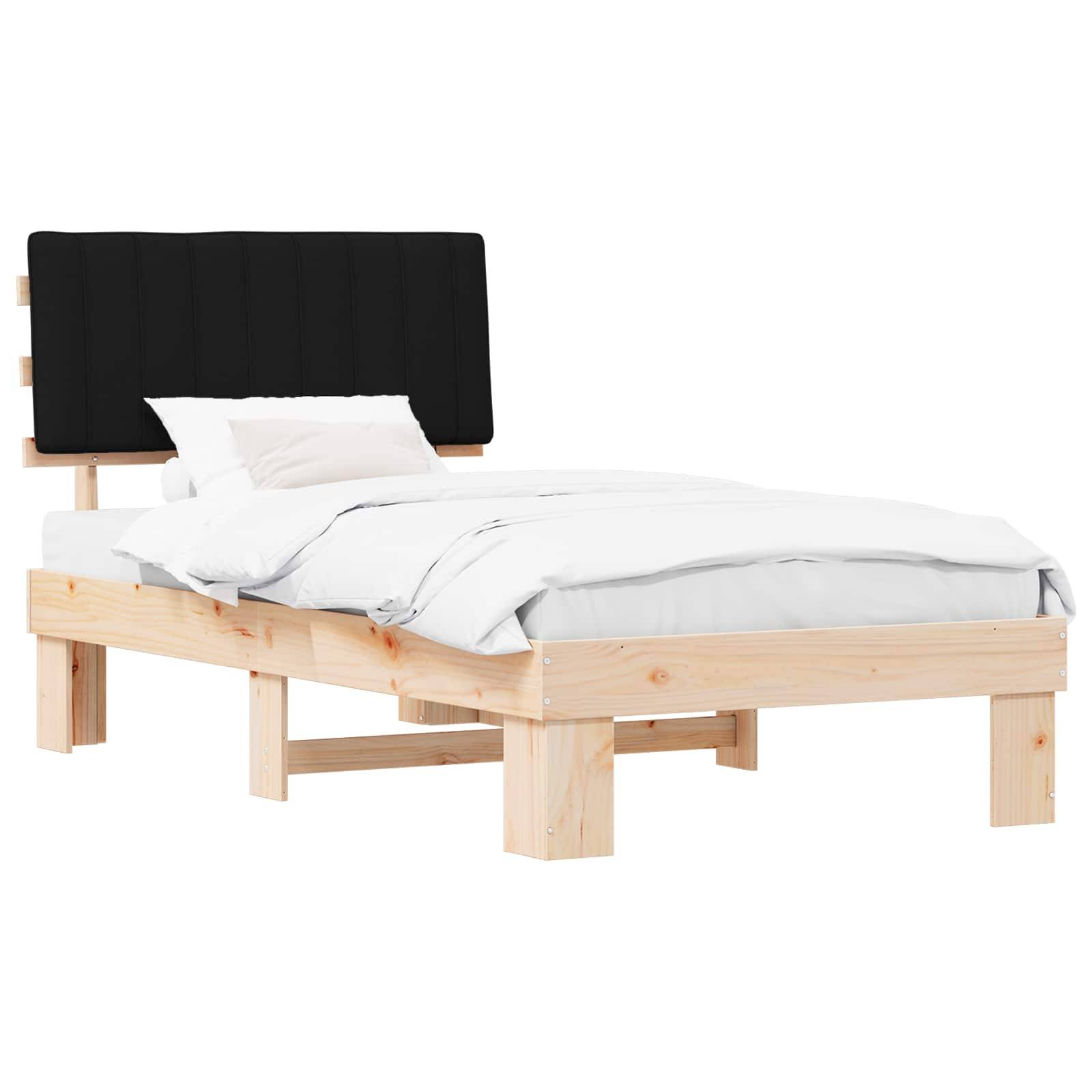 vidaXL Bettgestell mit gepolstertem Kopfteil Schwarz 100 x 200 cm