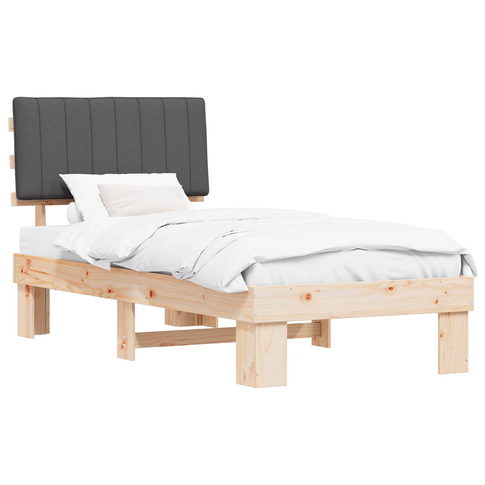 vidaXL Bettgestell mit gepolstertem Kopfteil Dunkelgrau 90 x 200 cm