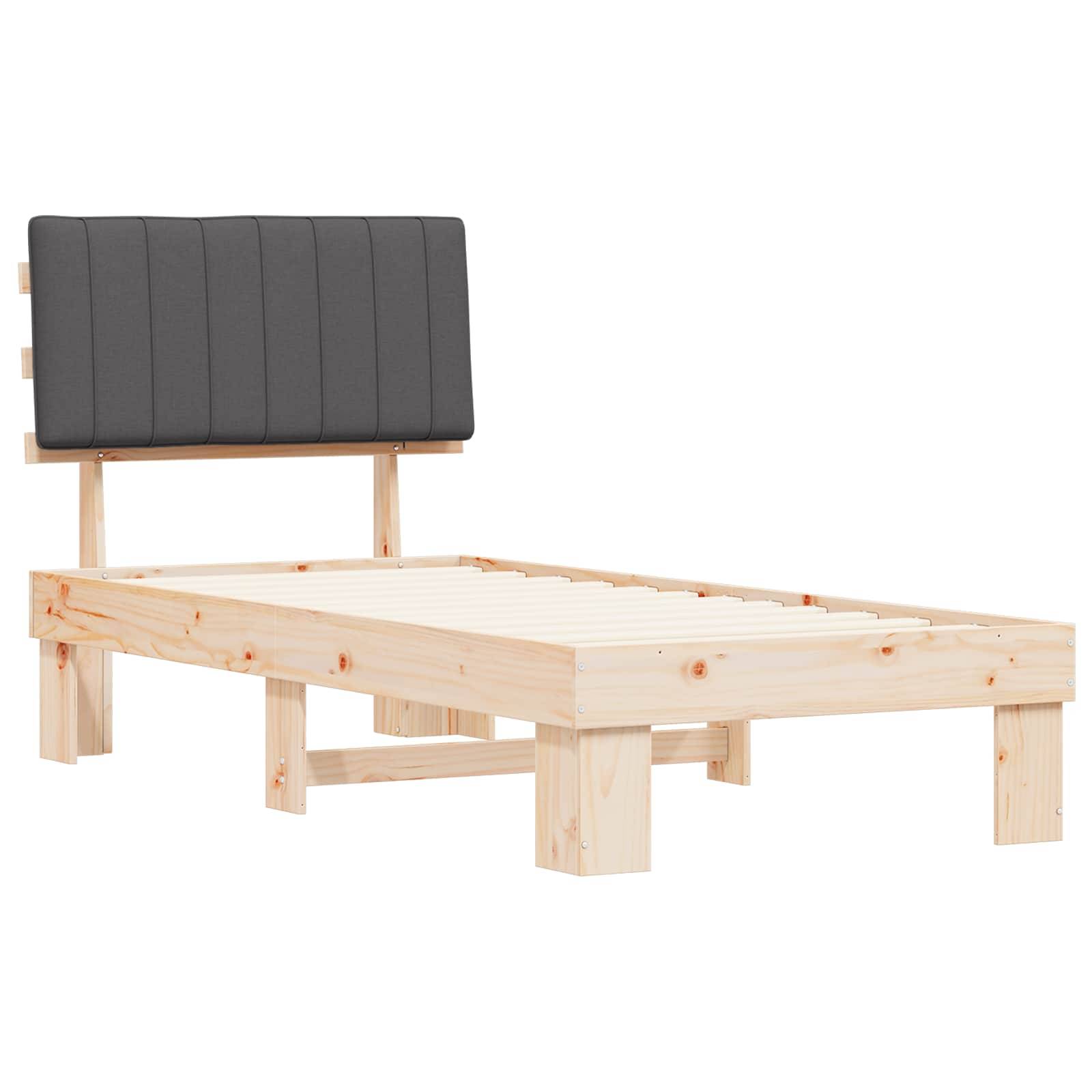vidaXL Bettgestell mit gepolstertem Kopfteil Dunkelgrau 90 x 190 cm