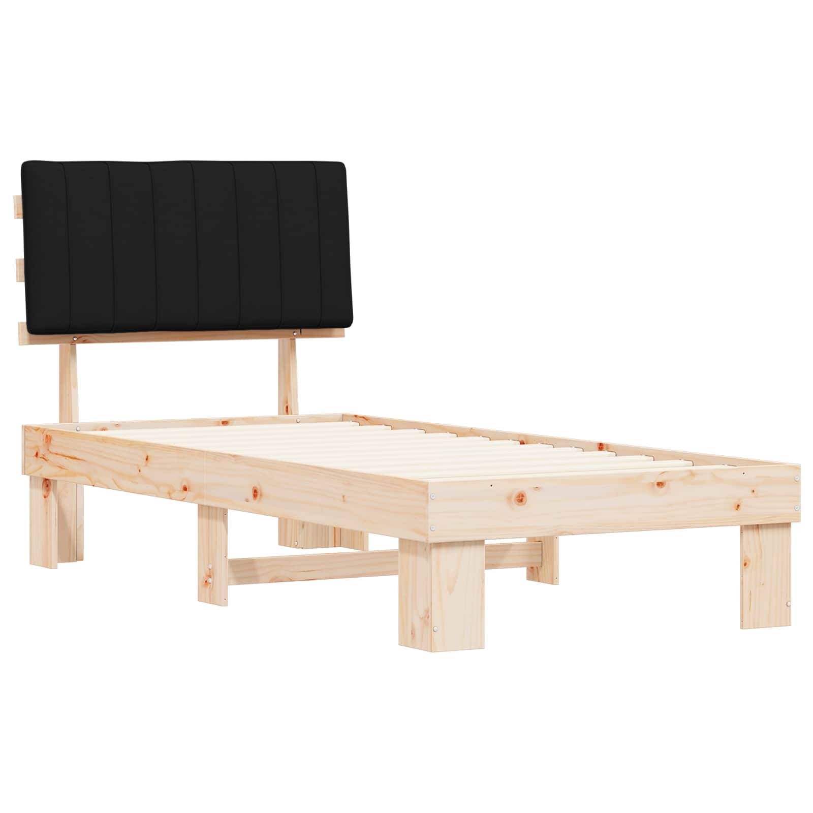 vidaXL Bettgestell mit gepolstertem Kopfteil Schwarz 90 x 190 cm