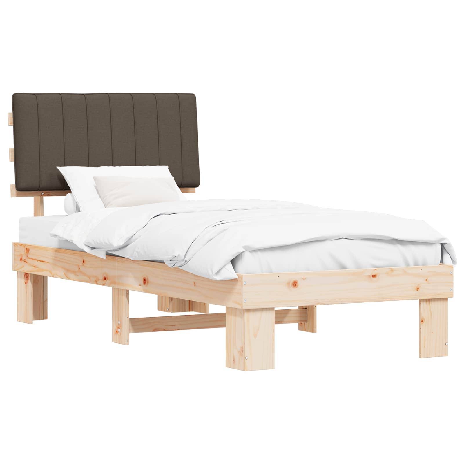 vidaXL Bettgestell mit gepolstertem Kopfteil Taupe 90 x 200 cm