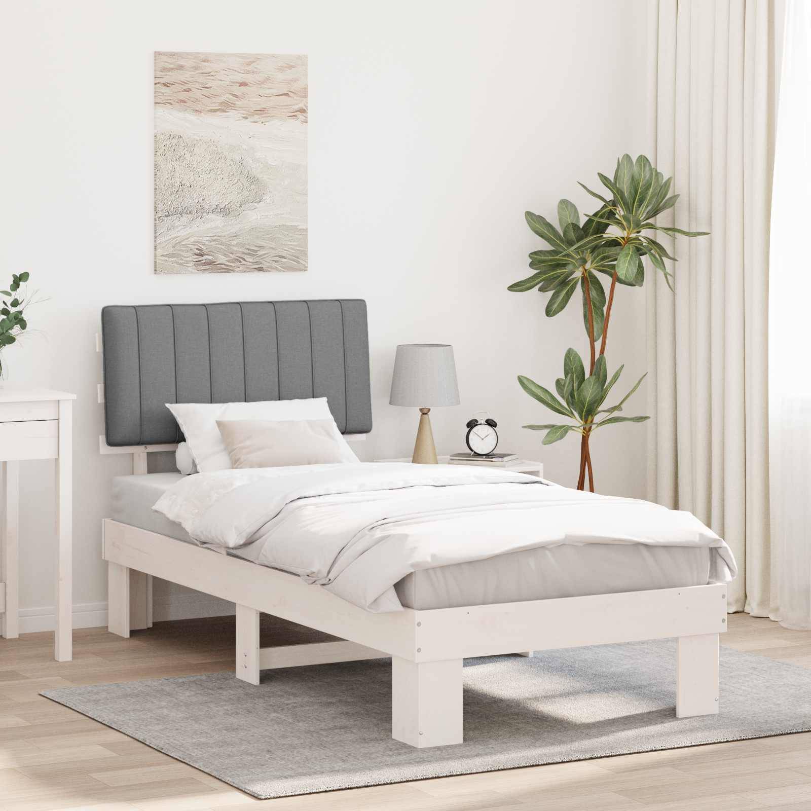 vidaXL Bettgestell mit gepolstertem Kopfteil Hellgrau 90 x 190 cm