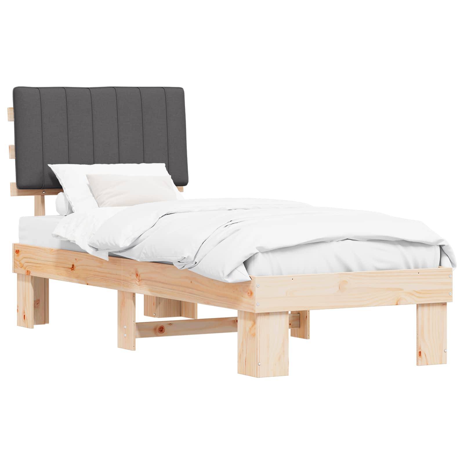 vidaXL Bettgestell mit gepolstertem Kopfteil Dunkelgrau 80 x 200 cm