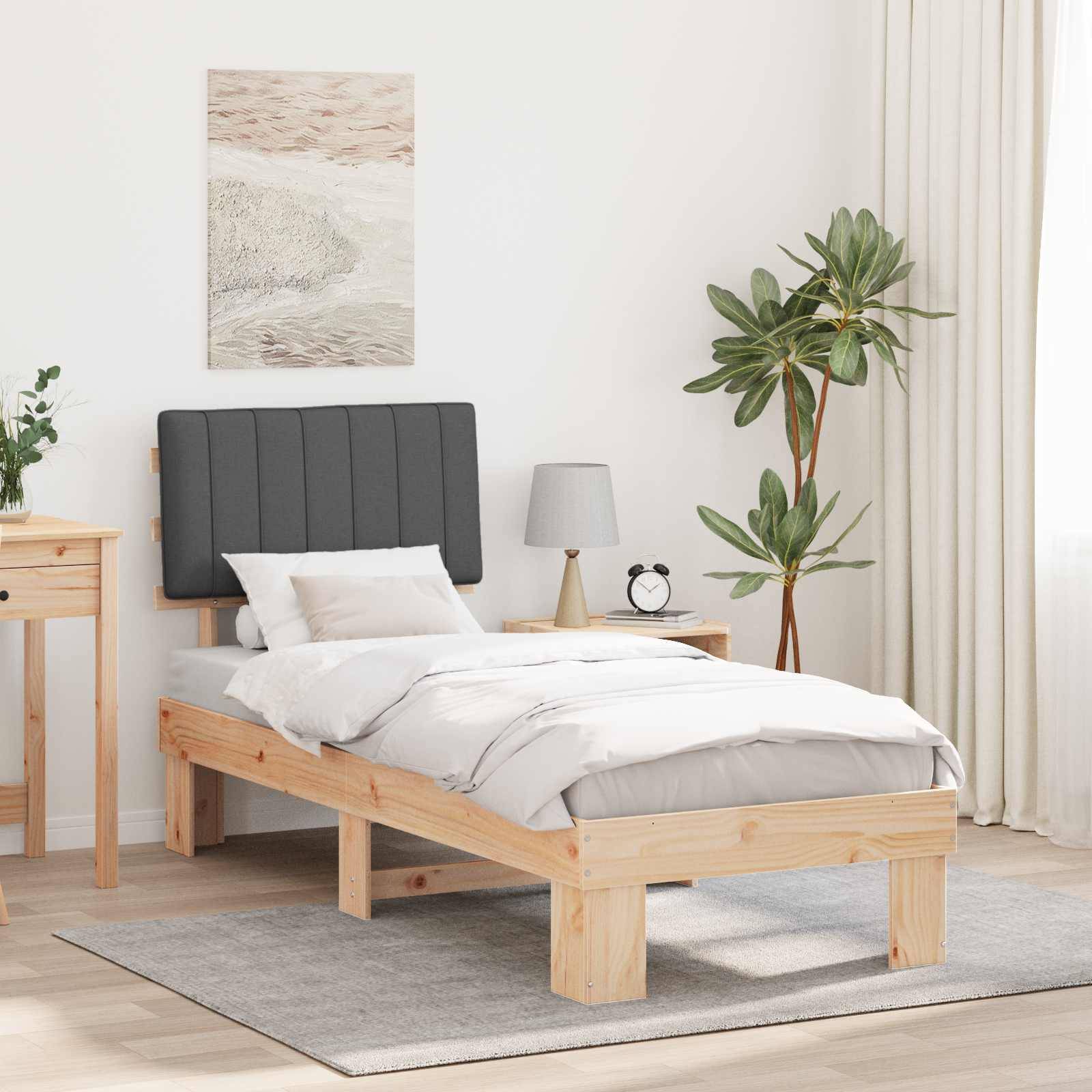 vidaXL Bettgestell mit gepolstertem Kopfteil Dunkelgrau 80 x 200 cm