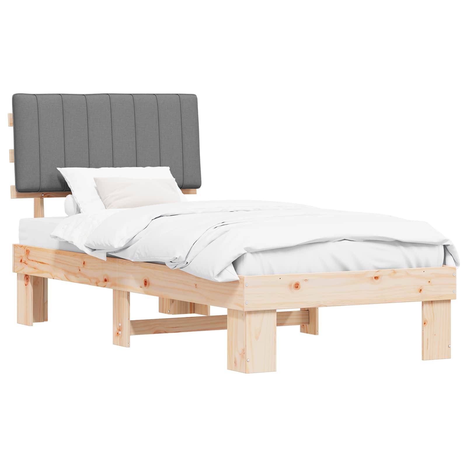 vidaXL Bettgestell mit gepolstertem Kopfteil Hellgrau 90 x 190 cm