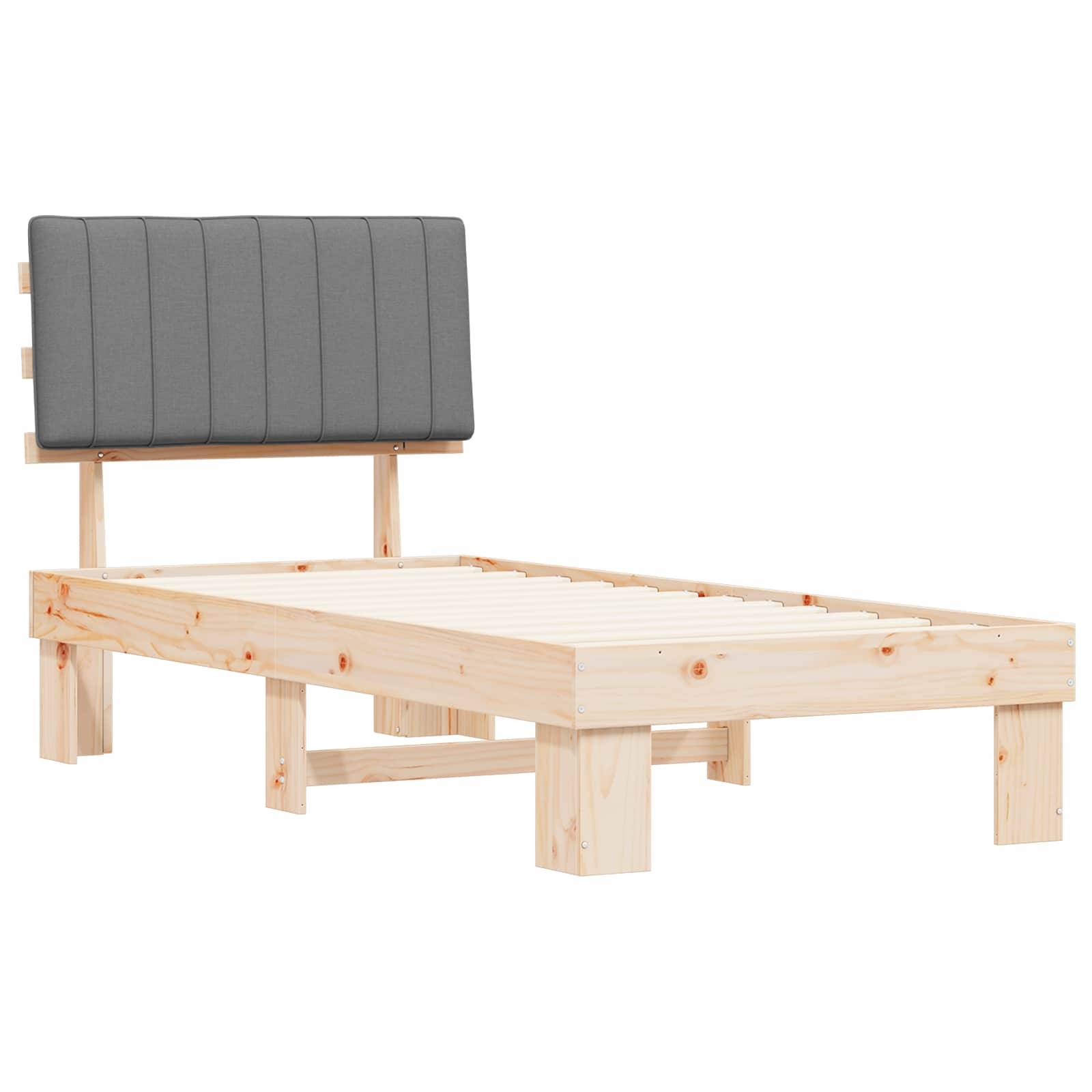 vidaXL Bettgestell mit gepolstertem Kopfteil Hellgrau 90 x 190 cm