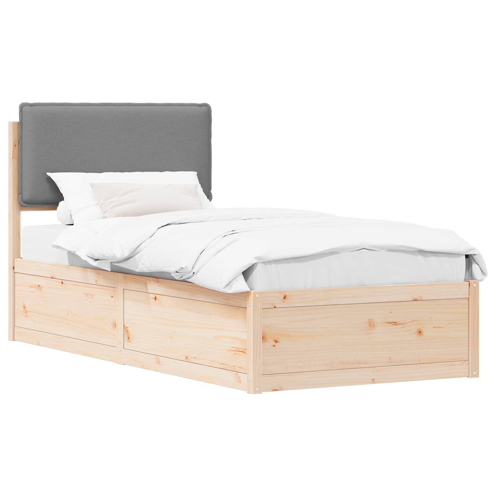 vidaXL Bettgestell mit gepolstertem Kopfteil Hellgrau 90 x 200 cm