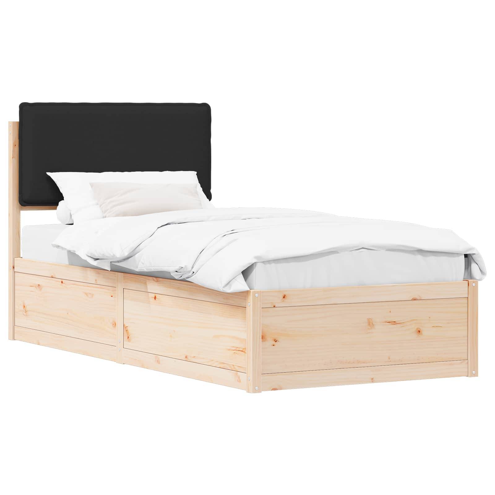 vidaXL Bettgestell mit gepolstertem Kopfteil Schwarz 90 x 200 cm