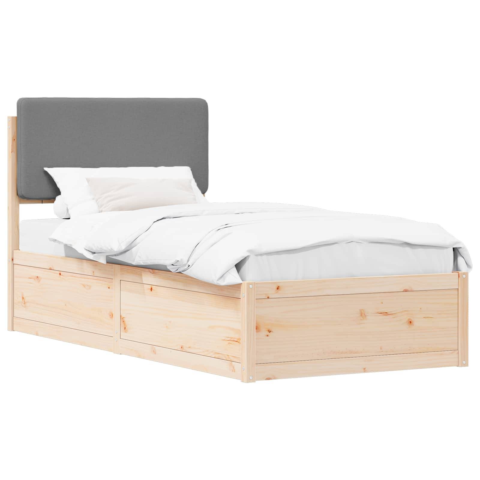 vidaXL Bettgestell mit gepolstertem Kopfteil Hellgrau 90 x 200 cm