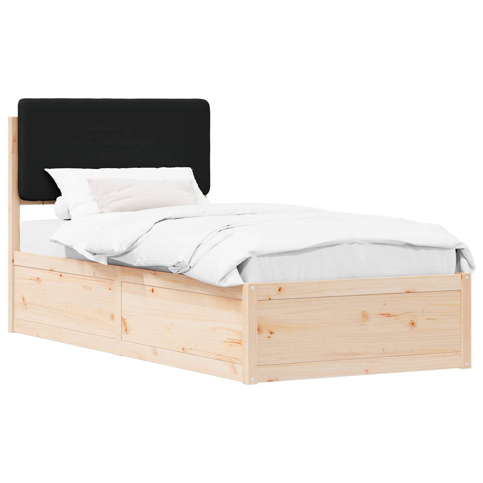 vidaXL Bettgestell mit gepolstertem Kopfteil Schwarz 90 x 190 cm