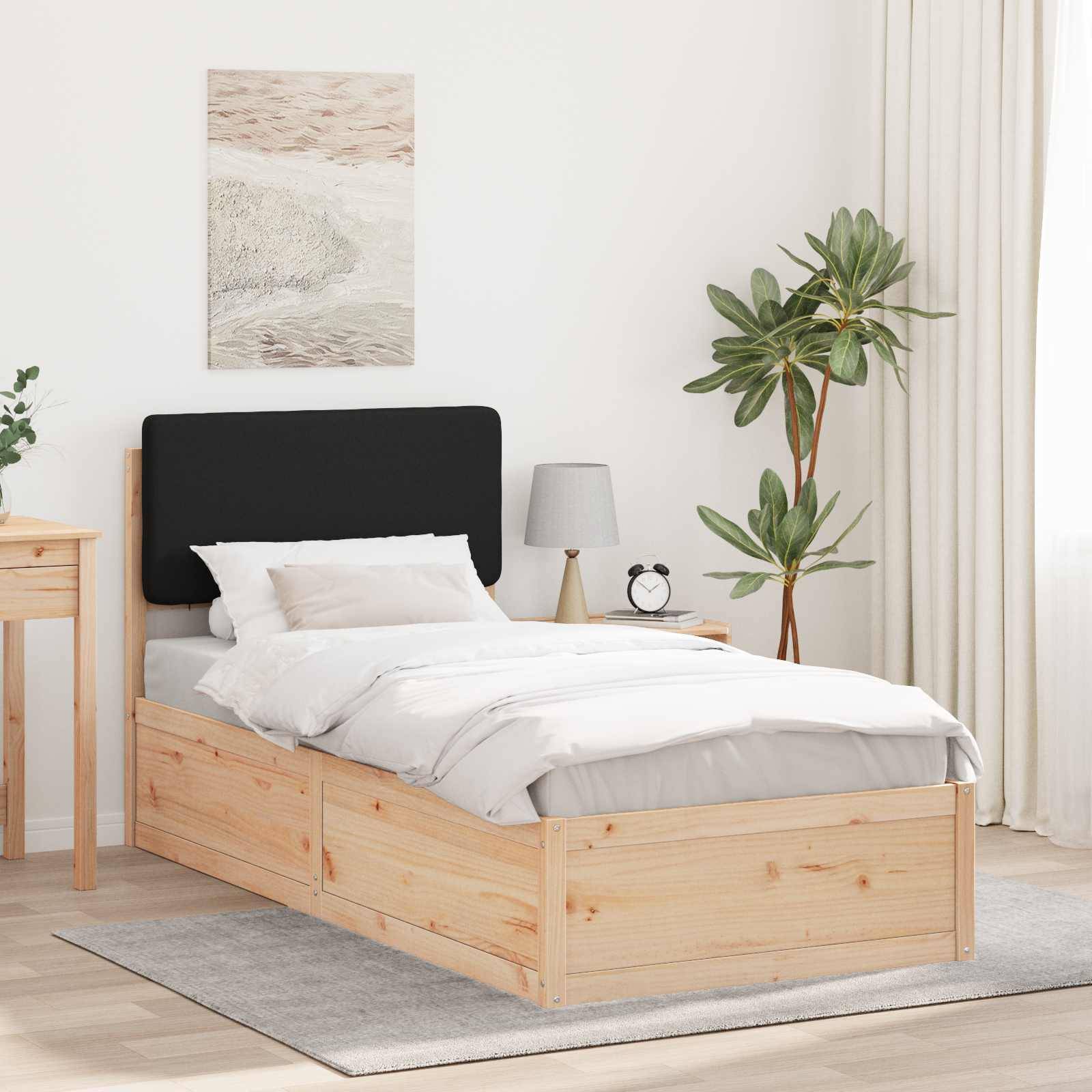 vidaXL Bettgestell mit gepolstertem Kopfteil Schwarz 80 x 200 cm