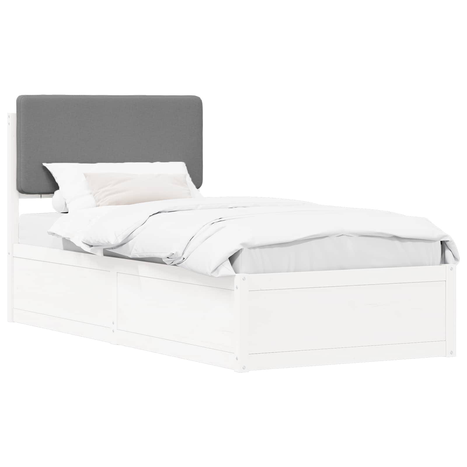 vidaXL Bettgestell mit gepolstertem Kopfteil Hellgrau 75 x 190 cm