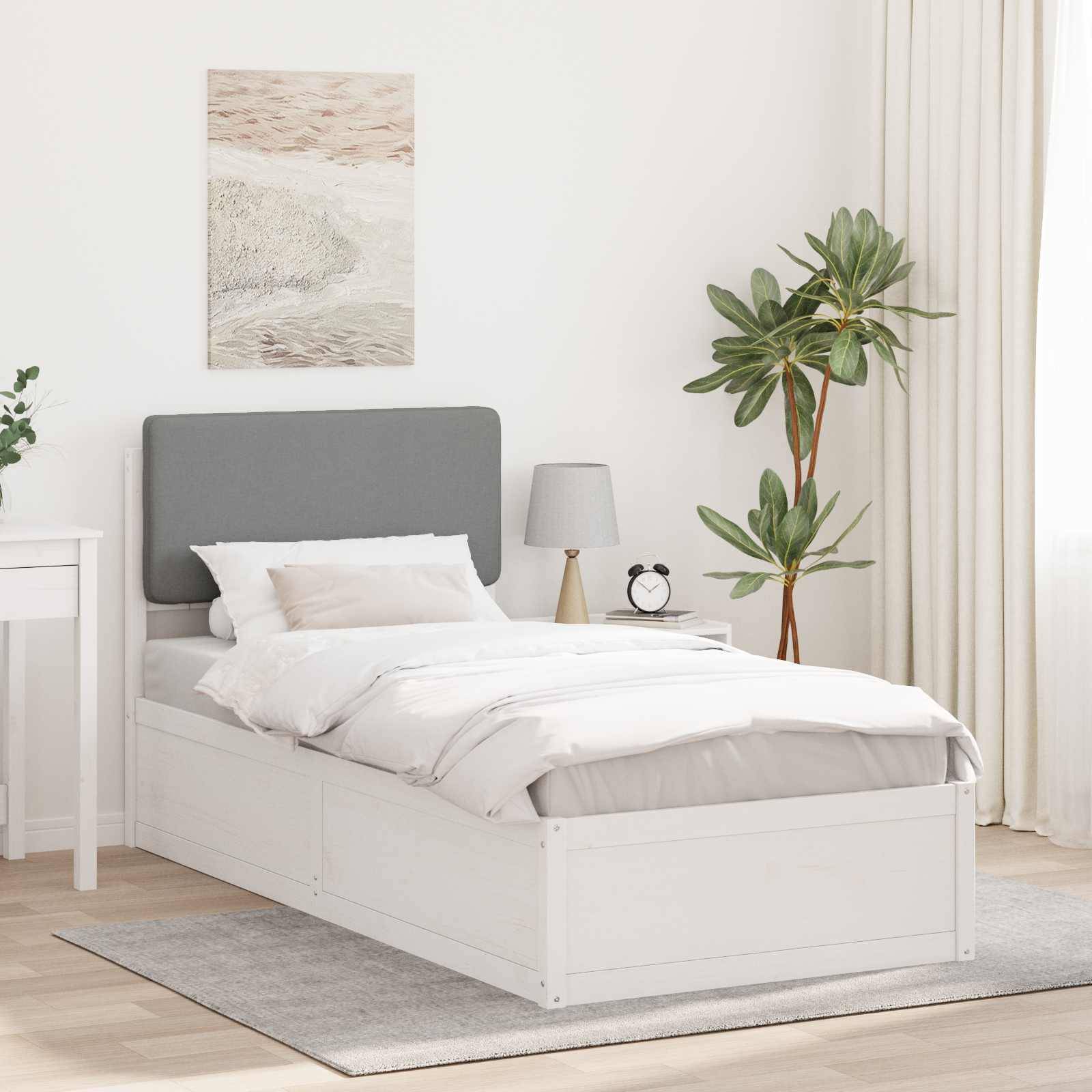 vidaXL Bettgestell mit gepolstertem Kopfteil Hellgrau 80 x 200 cm