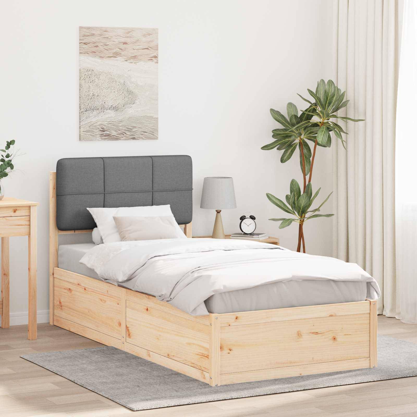 vidaXL Bettgestell mit gepolstertem Kopfteil Hellgrau 90 x 200 cm