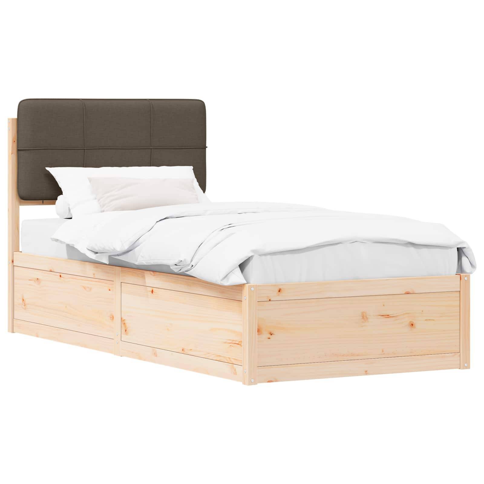 vidaXL Bettgestell mit gepolstertem Kopfteil Taupe 75 x 190 cm