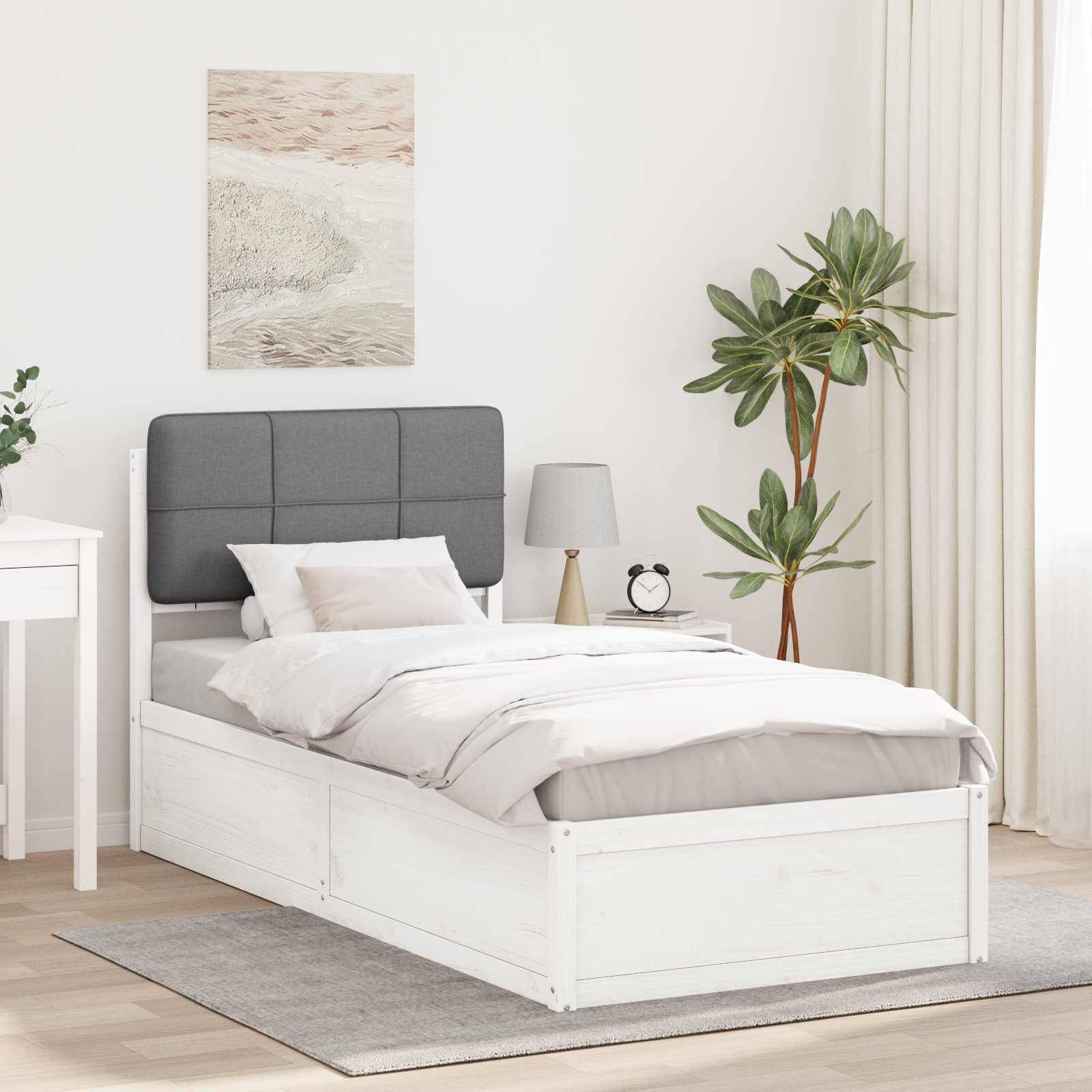 vidaXL Bettgestell mit gepolstertem Kopfteil Hellgrau 75 x 190 cm