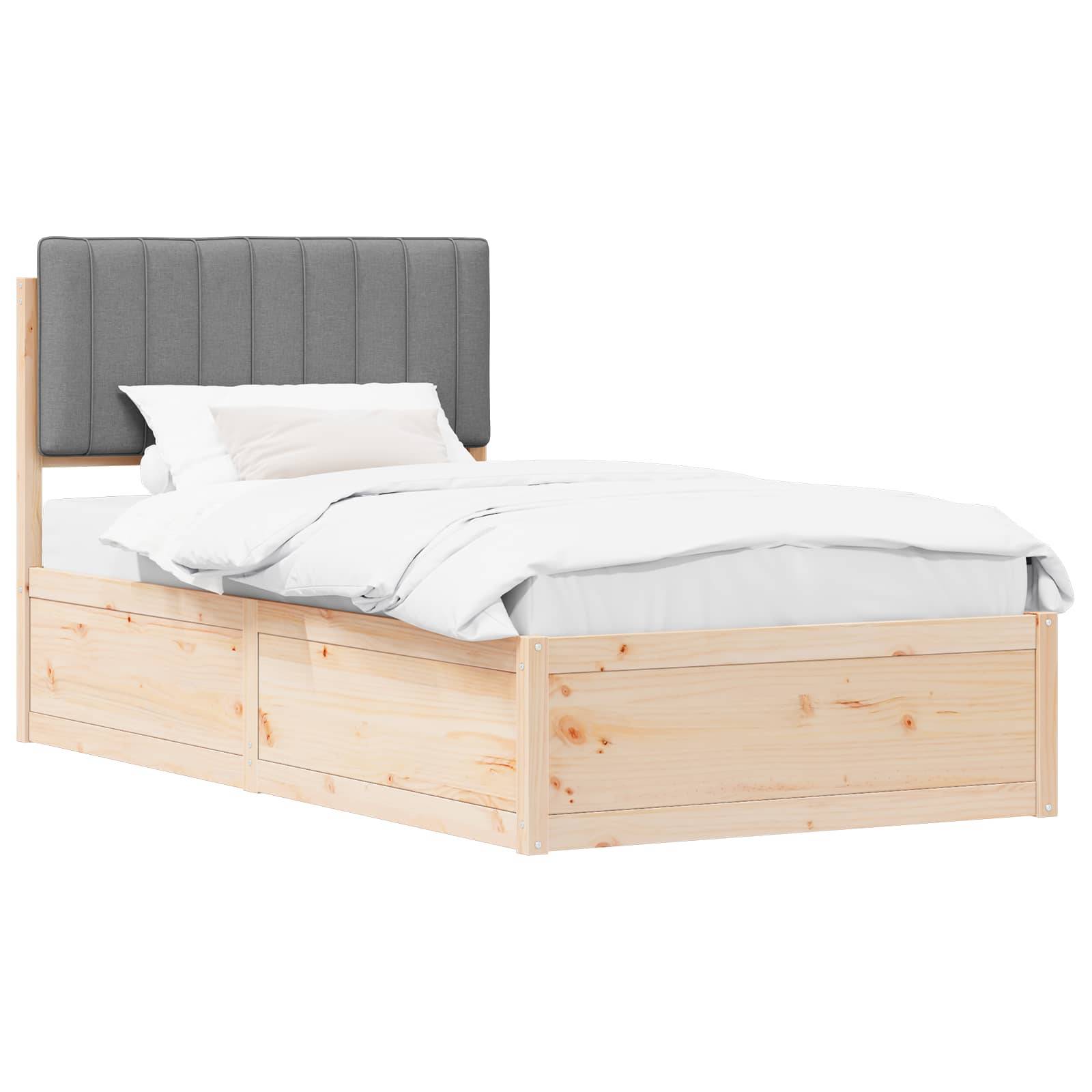 vidaXL Bettgestell mit gepolstertem Kopfteil Hellgrau 100 x 200 cm