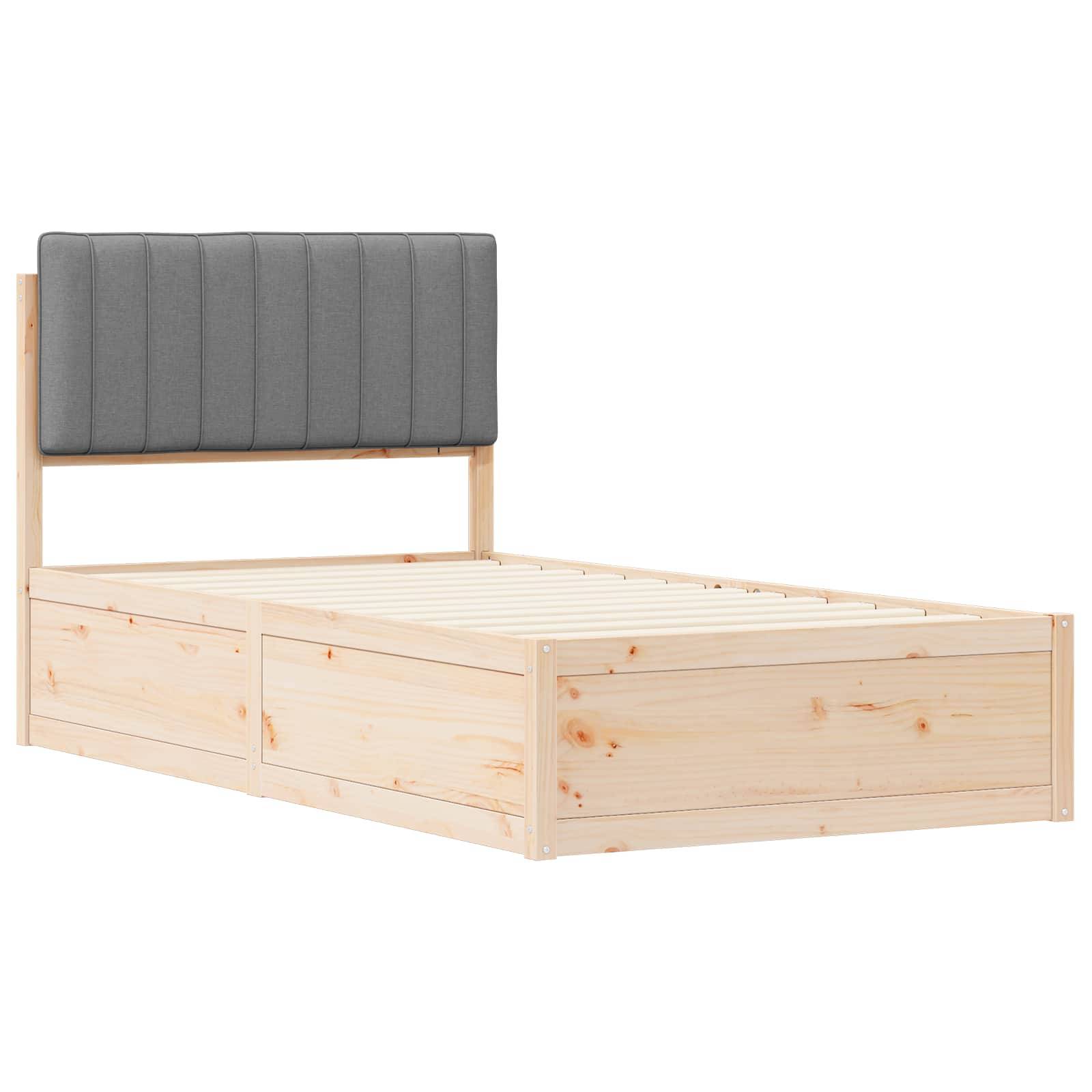 vidaXL Bettgestell mit gepolstertem Kopfteil Hellgrau 100 x 200 cm