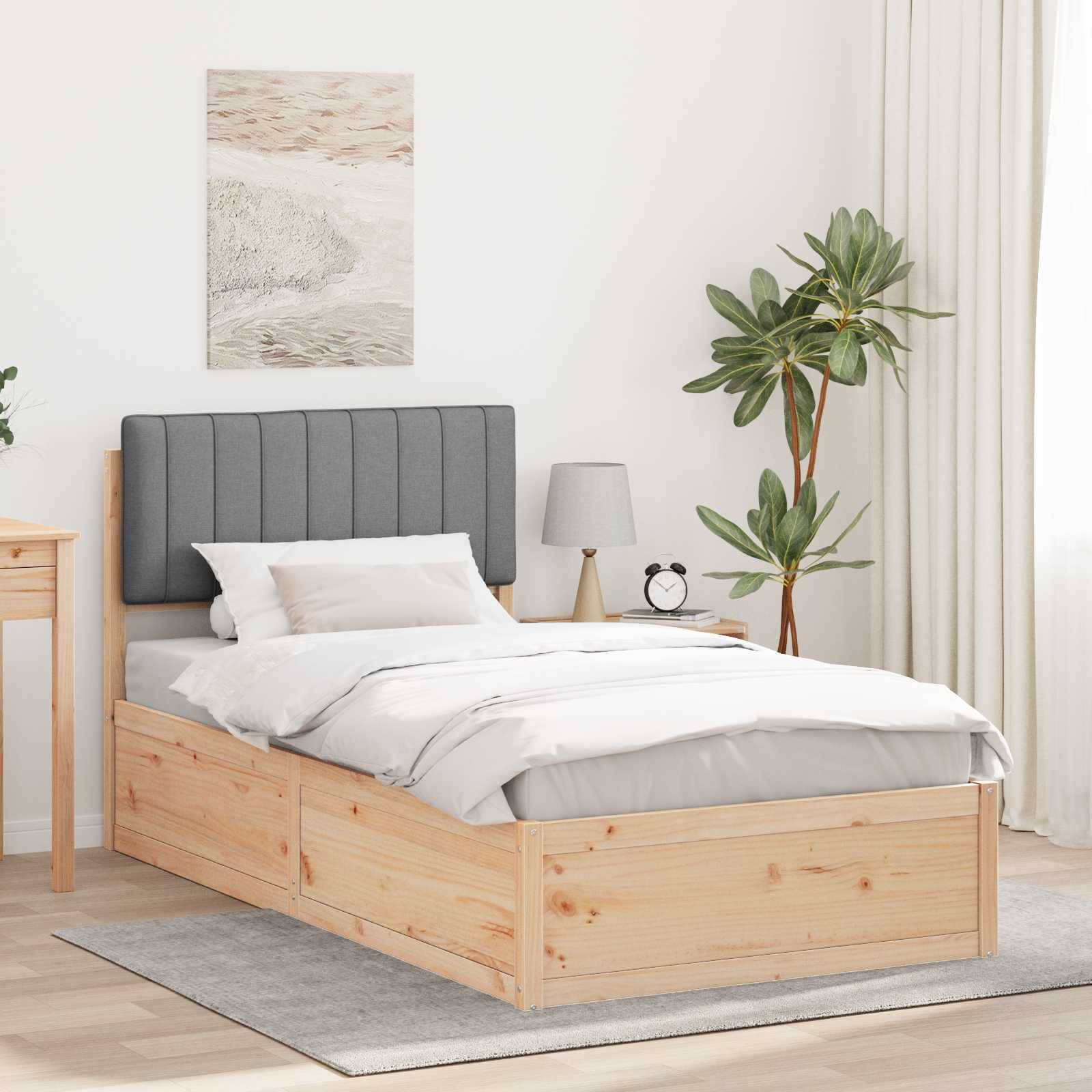 vidaXL Bettgestell mit gepolstertem Kopfteil Hellgrau 100 x 200 cm
