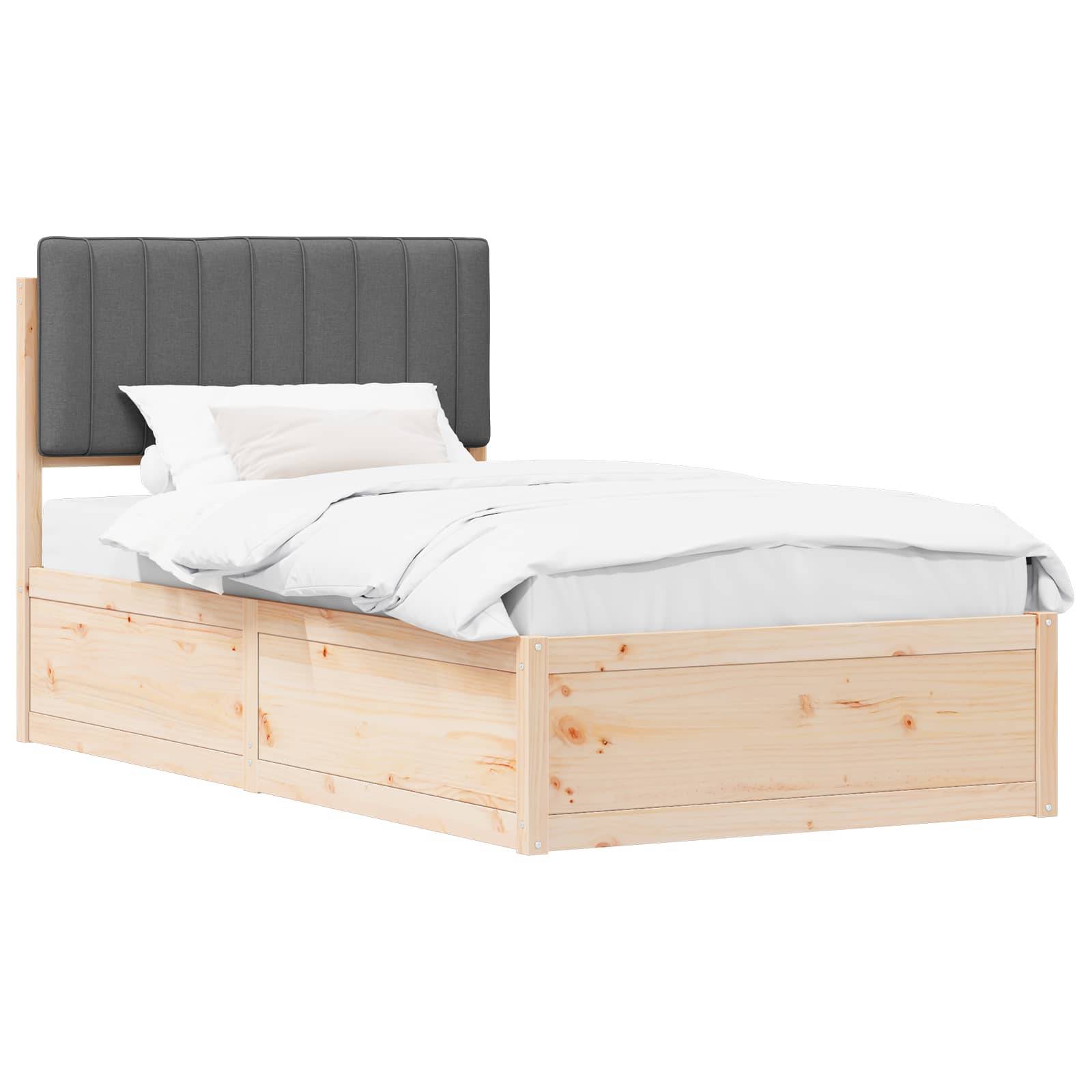 vidaXL Bettgestell mit gepolstertem Kopfteil Dunkelgrau 100 x 200 cm