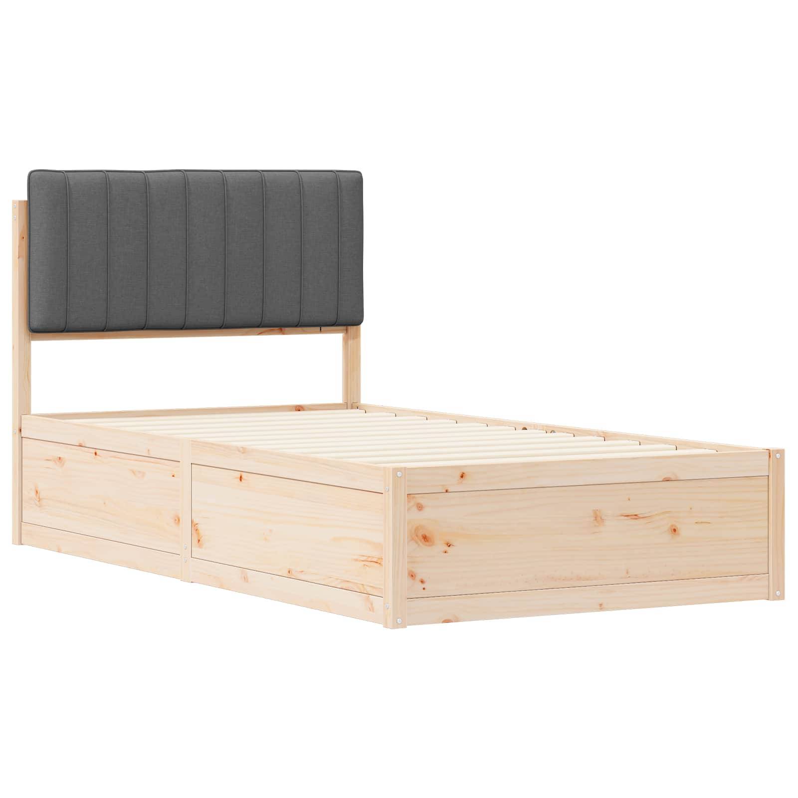 vidaXL Bettgestell mit gepolstertem Kopfteil Dunkelgrau 100 x 200 cm