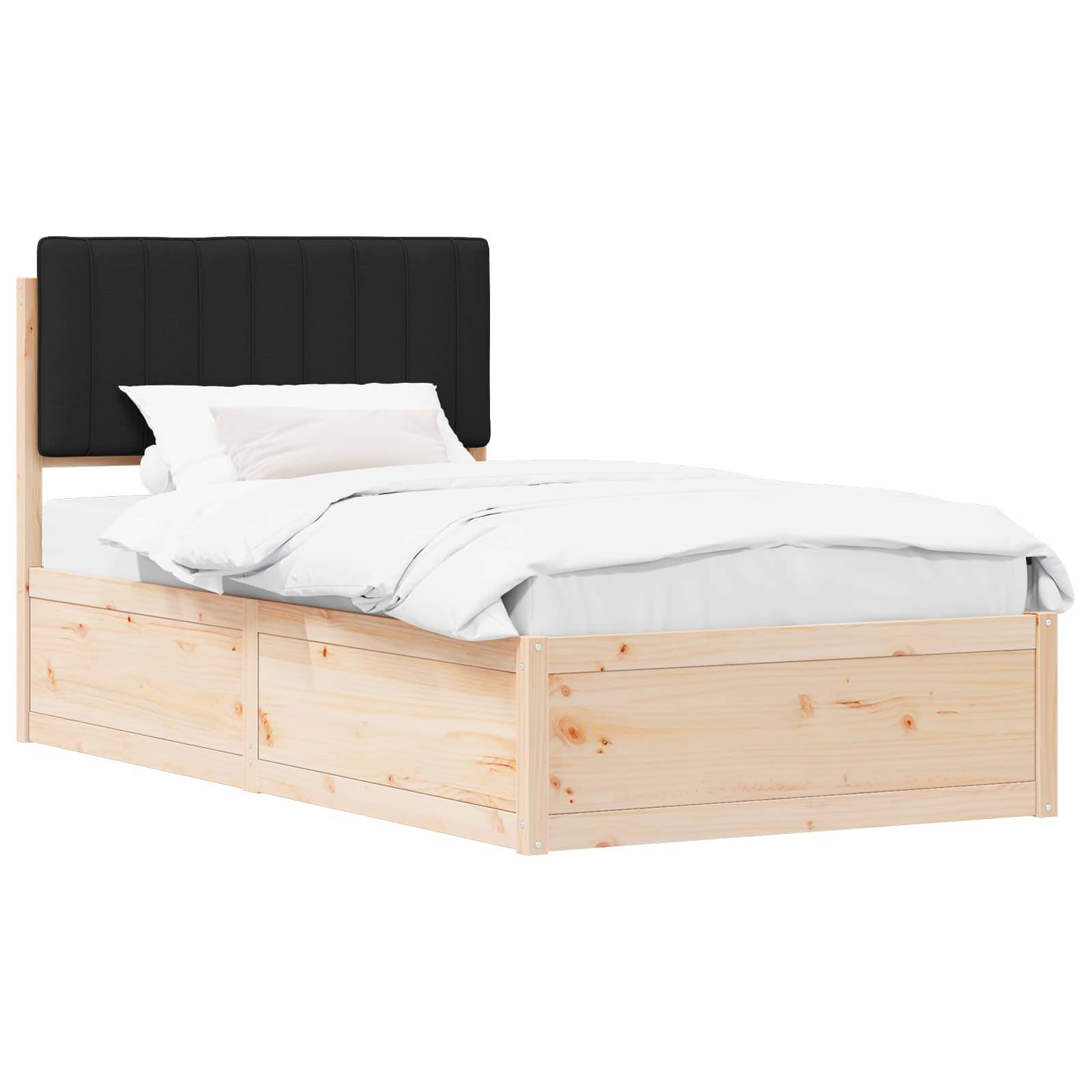 vidaXL Bettgestell mit gepolstertem Kopfteil Schwarz 100 x 200 cm