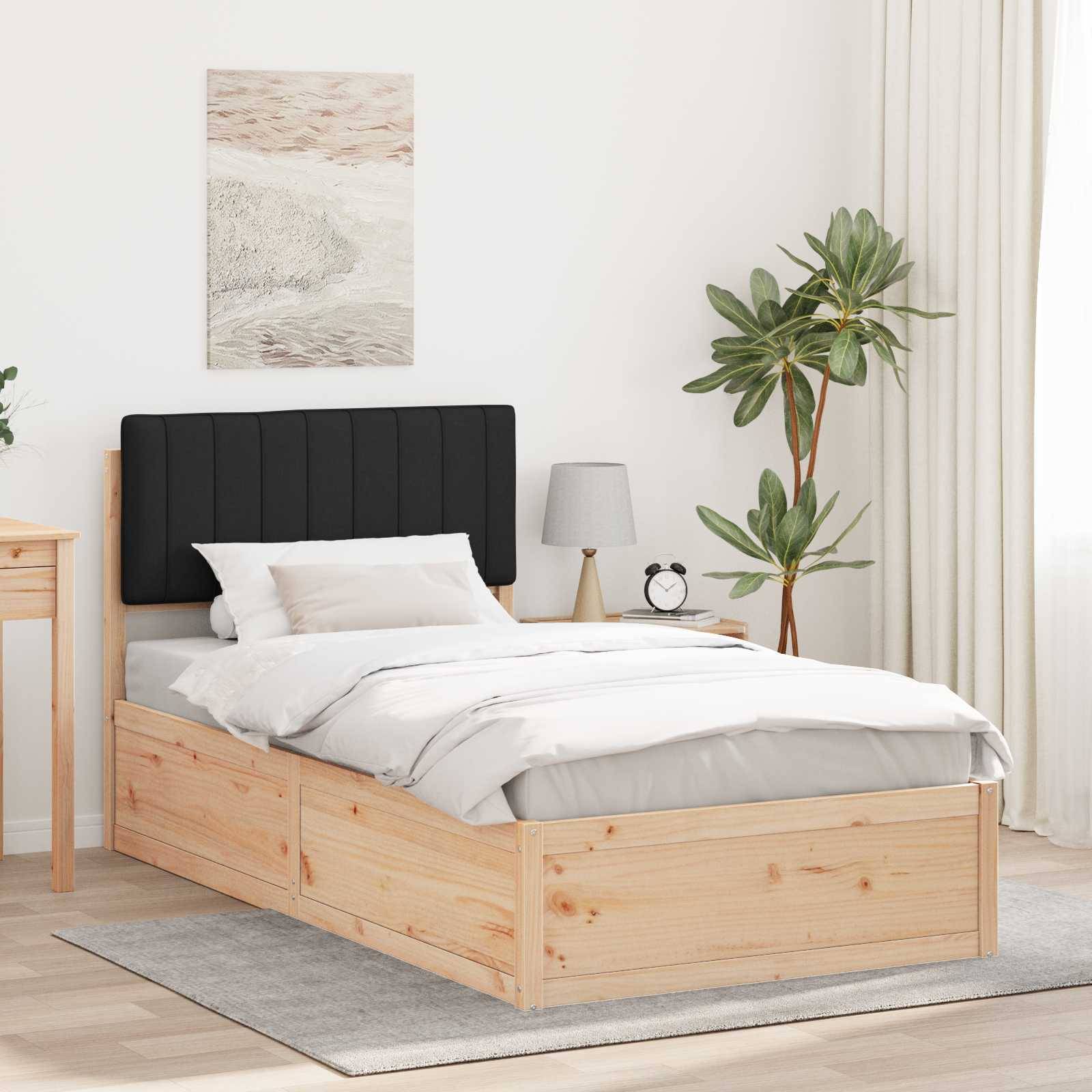 vidaXL Bettgestell mit gepolstertem Kopfteil Schwarz 100 x 200 cm