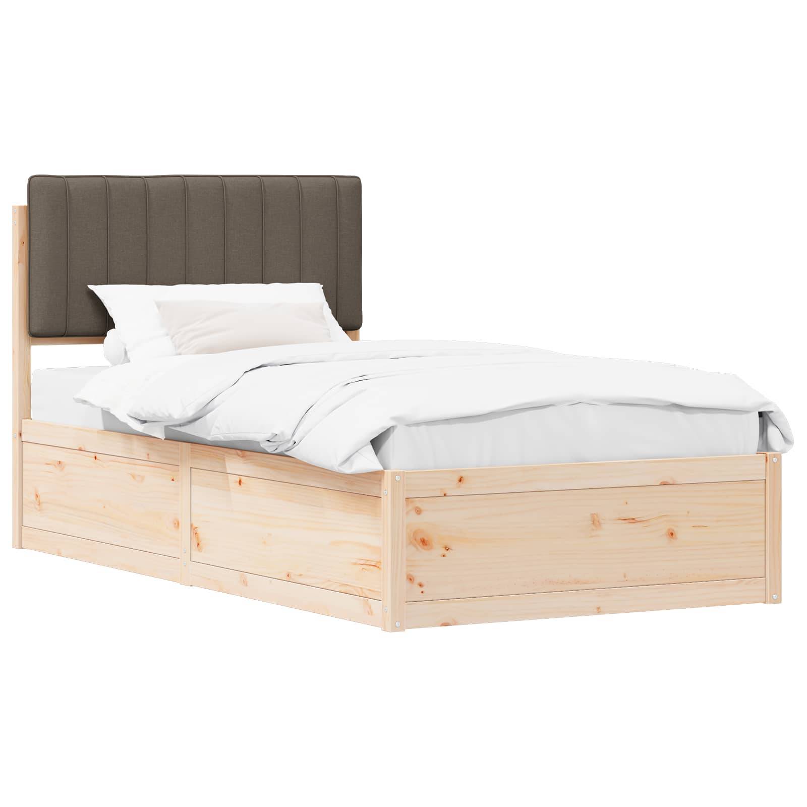 vidaXL Bettgestell mit gepolstertem Kopfteil Taupe 100 x 200 cm