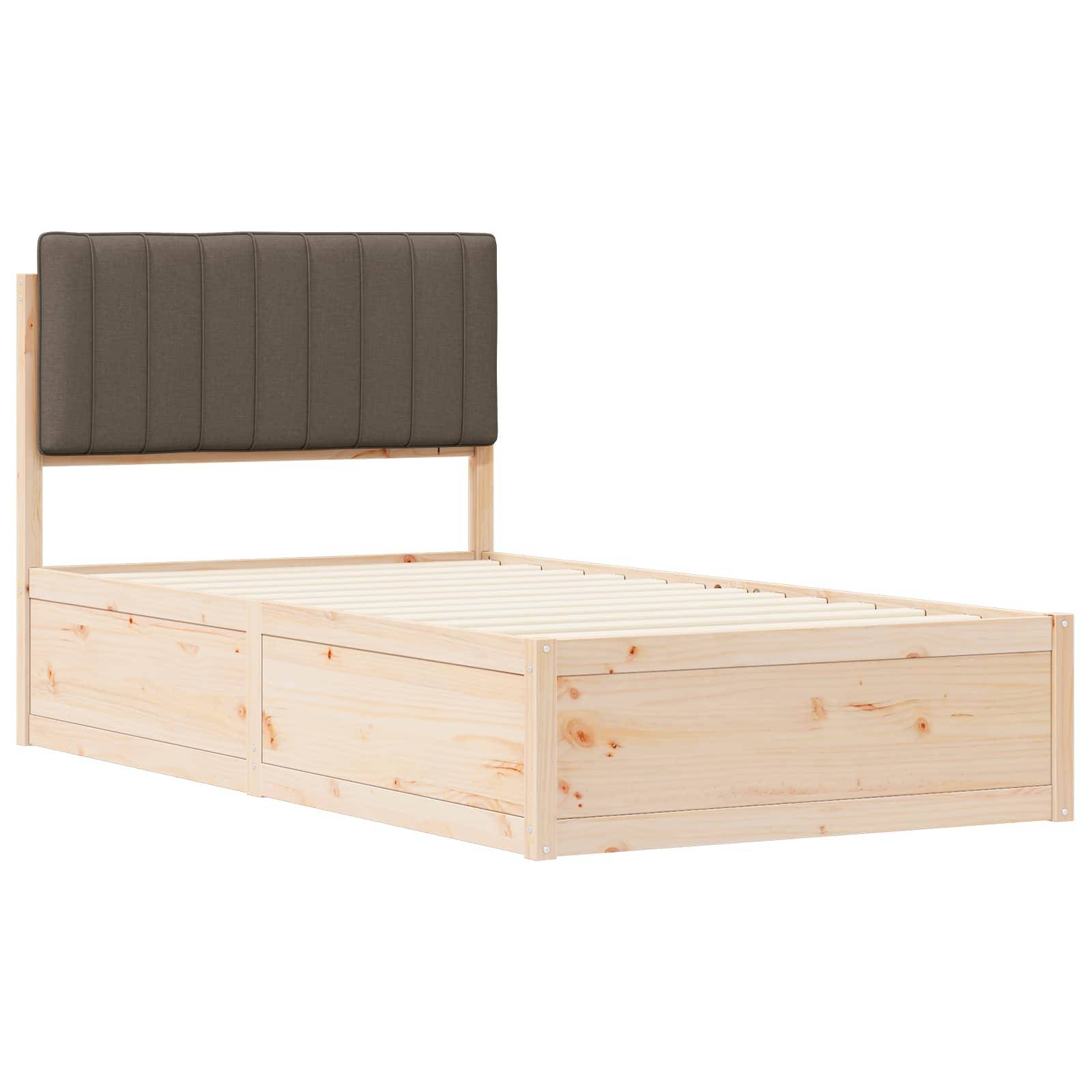 vidaXL Bettgestell mit gepolstertem Kopfteil Taupe 100 x 200 cm