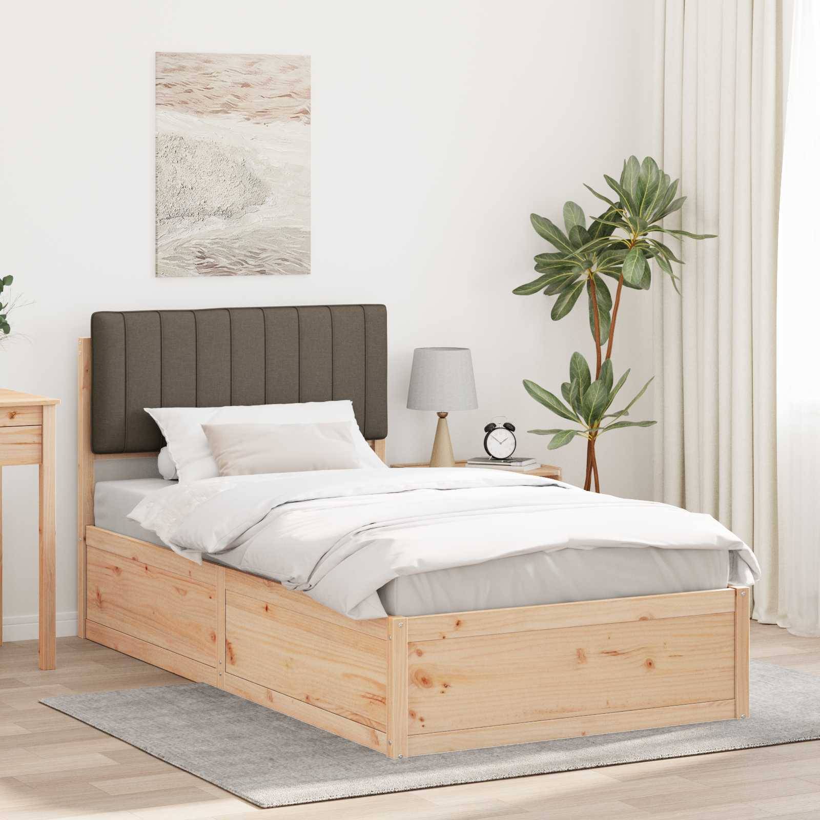 vidaXL Bettgestell mit gepolstertem Kopfteil Taupe 100 x 200 cm