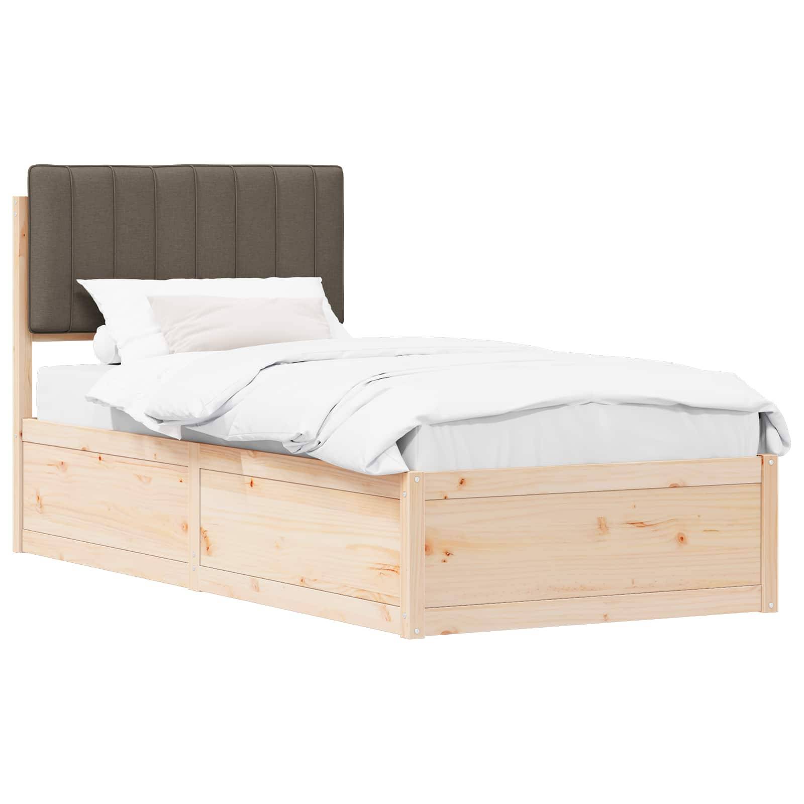 vidaXL Bettgestell mit gepolstertem Kopfteil Taupe 90 x 200 cm