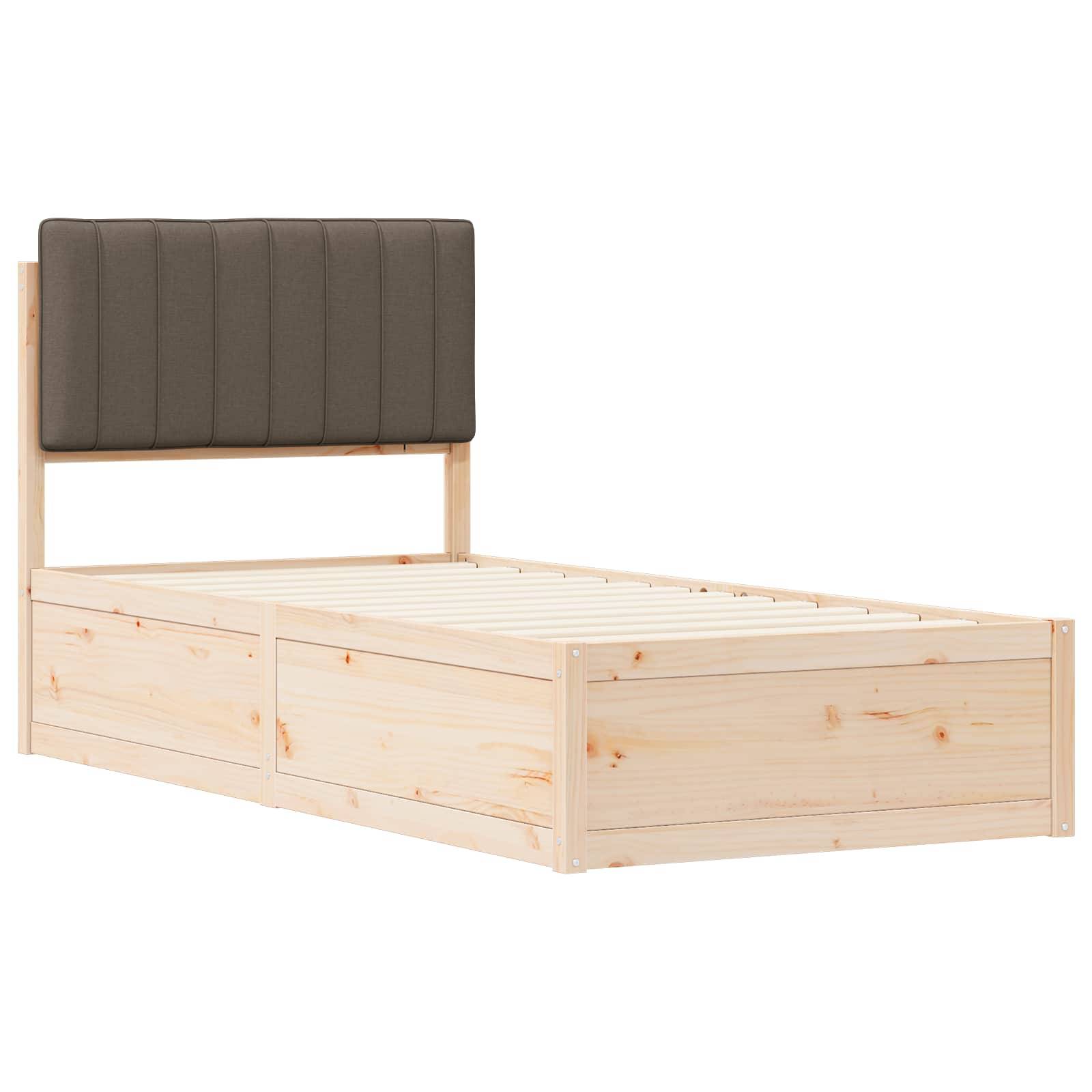 vidaXL Bettgestell mit gepolstertem Kopfteil Taupe 90 x 190 cm