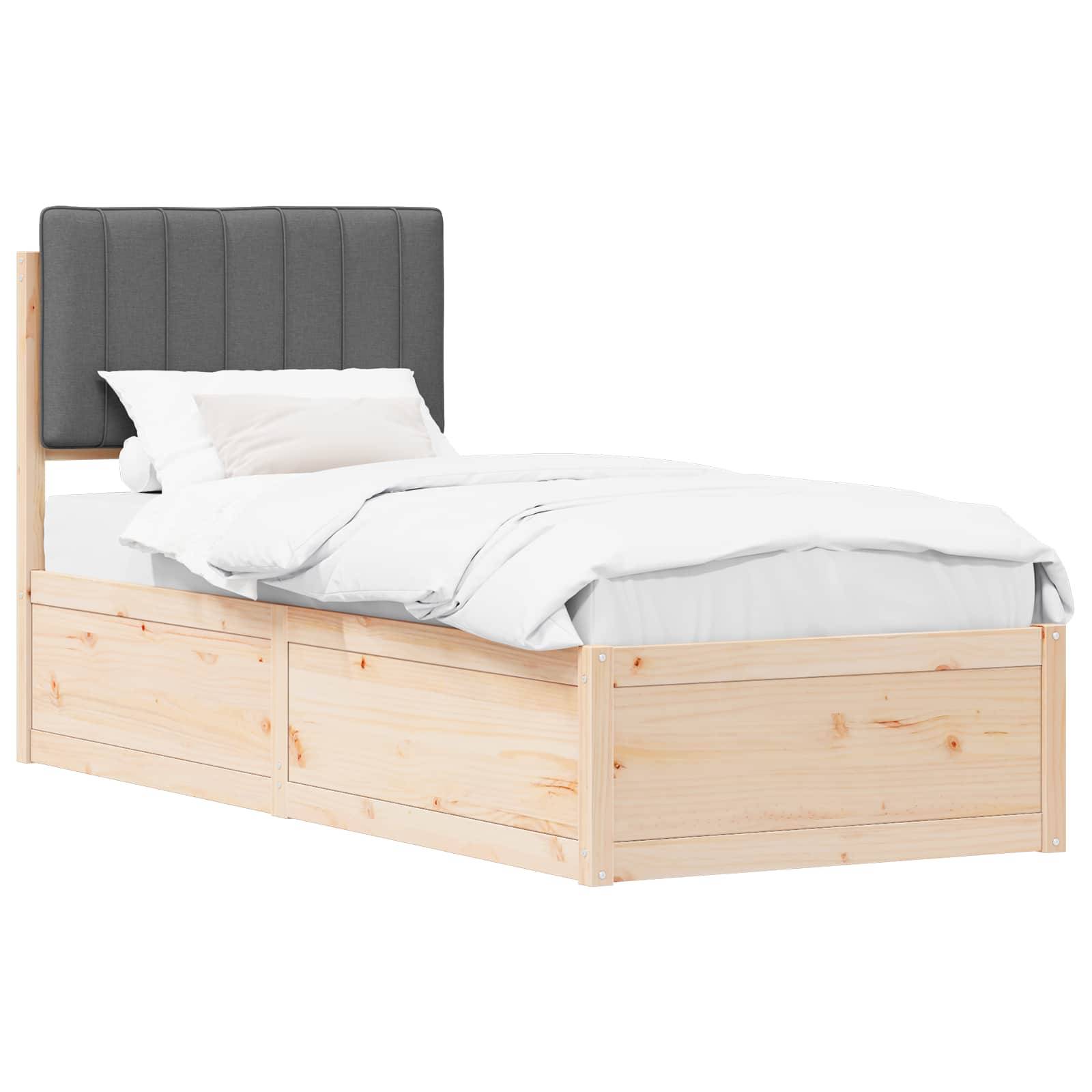 vidaXL Bettgestell mit gepolstertem Kopfteil Dunkelgrau 80 x 200 cm