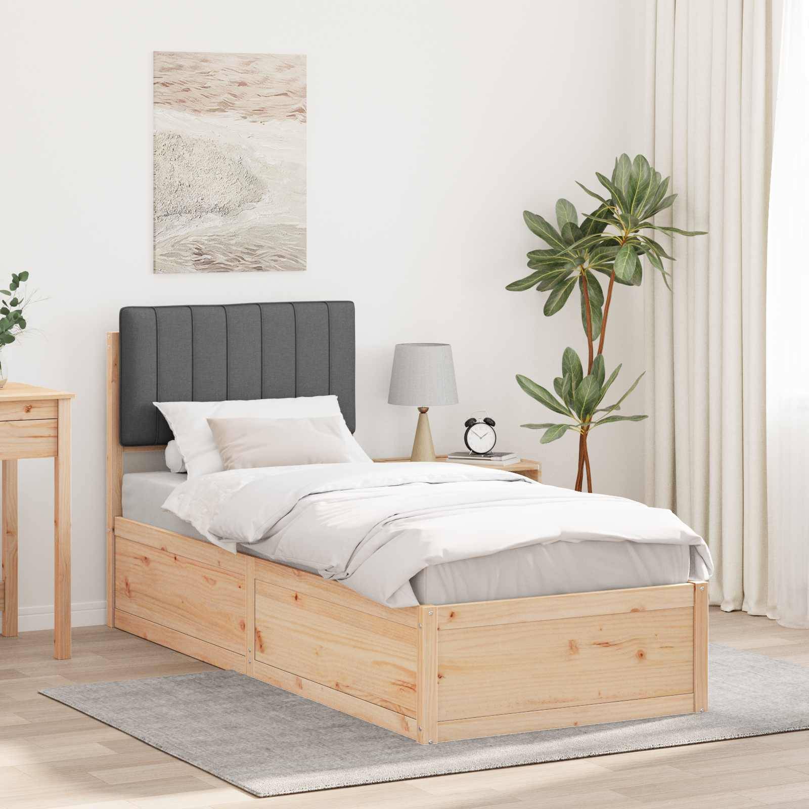 vidaXL Bettgestell mit gepolstertem Kopfteil Dunkelgrau 80 x 200 cm