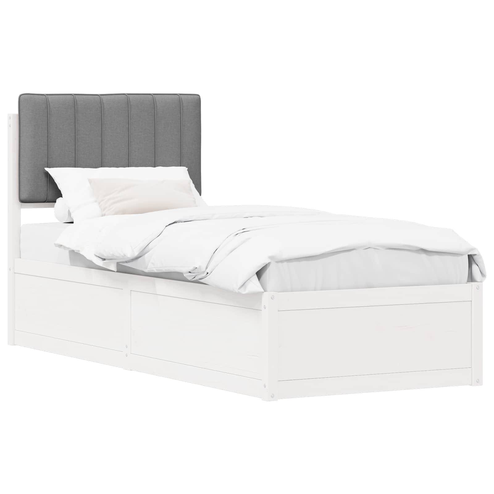 vidaXL Bettgestell mit gepolstertem Kopfteil Hellgrau 75 x 190 cm