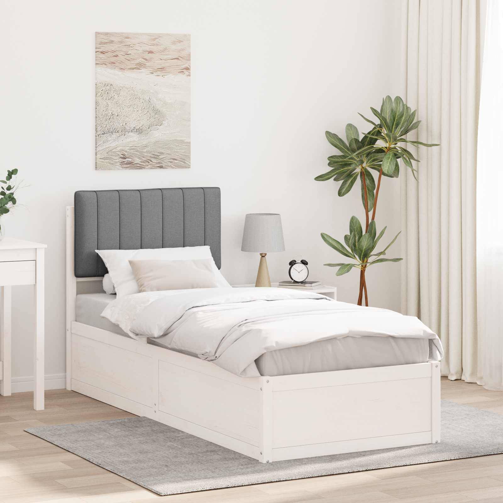 vidaXL Bettgestell mit gepolstertem Kopfteil Hellgrau 75 x 190 cm