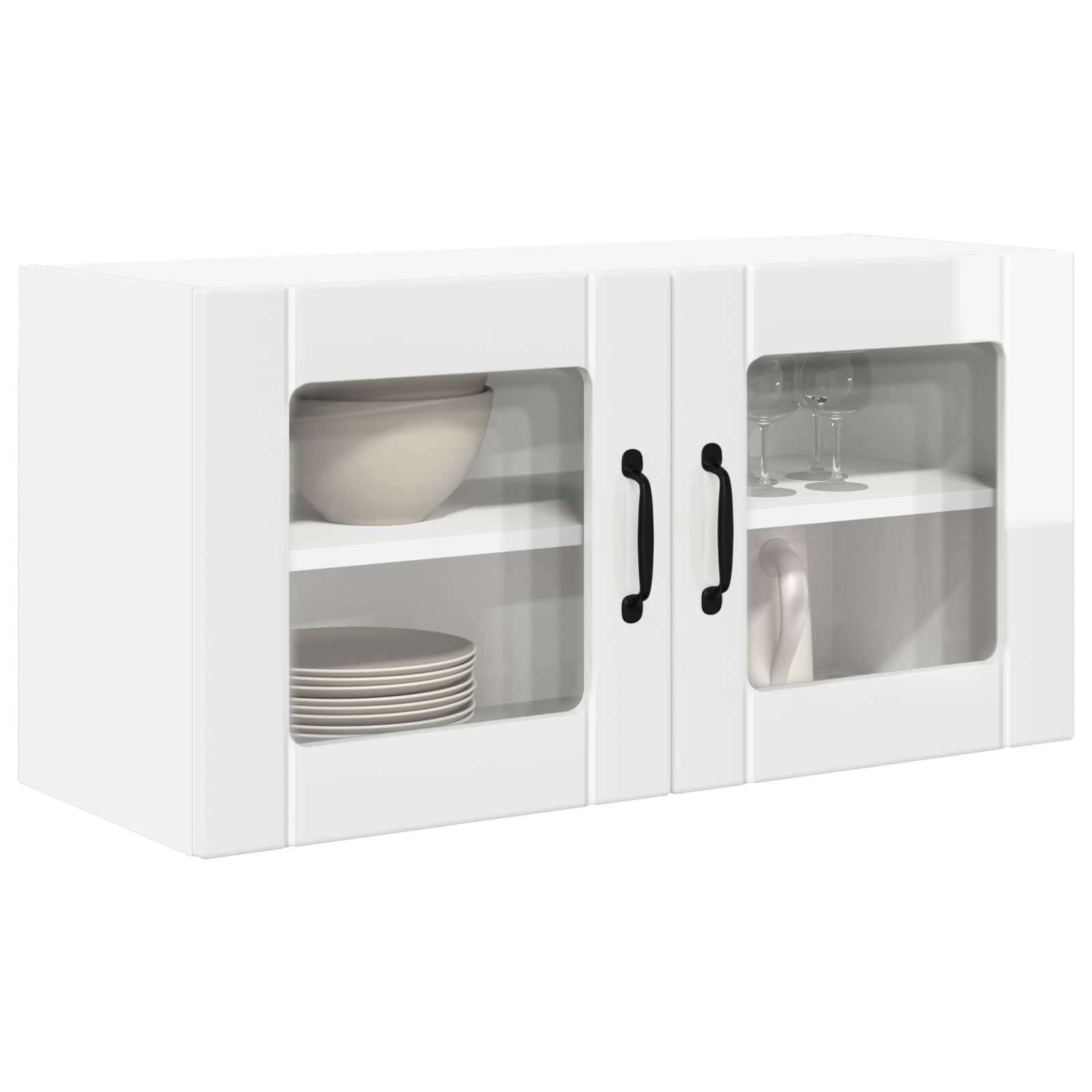 vidaXL Wandglas-Schrank PORTO Hochglanz Weiß 80 x 31 x 40 cm