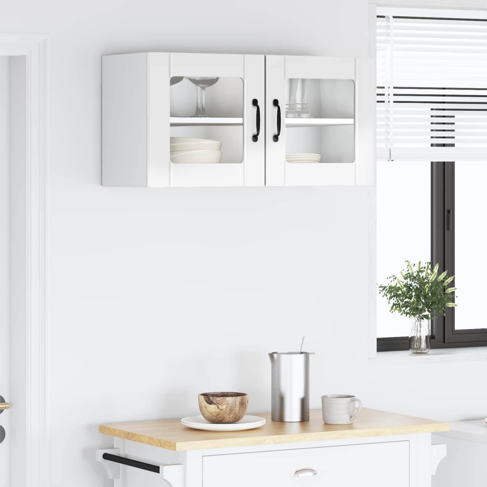vidaXL Wandglas-Schrank PORTO Hochglanz Weiß 80 x 31 x 40 cm